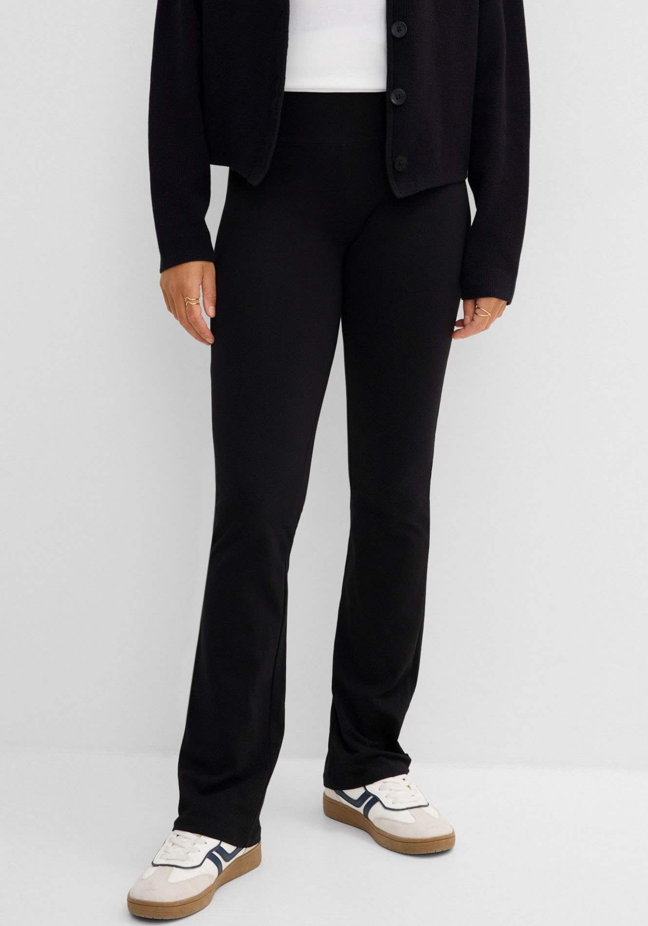 bonprix "Baumwoll-Leggings, Flared Leg" aus Baumwolle, mit elastischem Bund, Skinny Fit, unifarben
