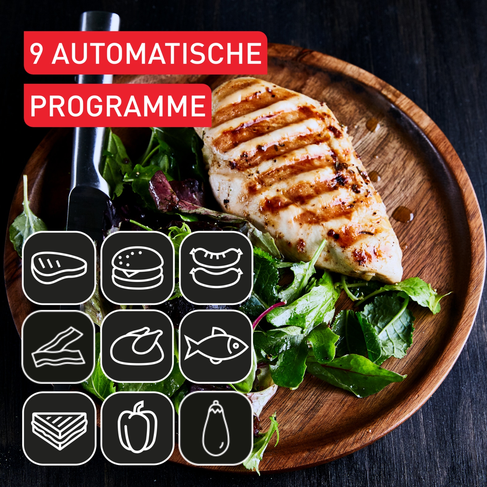 Tefal Kontaktgrill »OptiGrill+ XL, erneuerte Kochstufenanzeige, 9 automatische Programme«, 2000 W, ein manuelles Programm, spülmaschinengeeignete Platten, GC7278