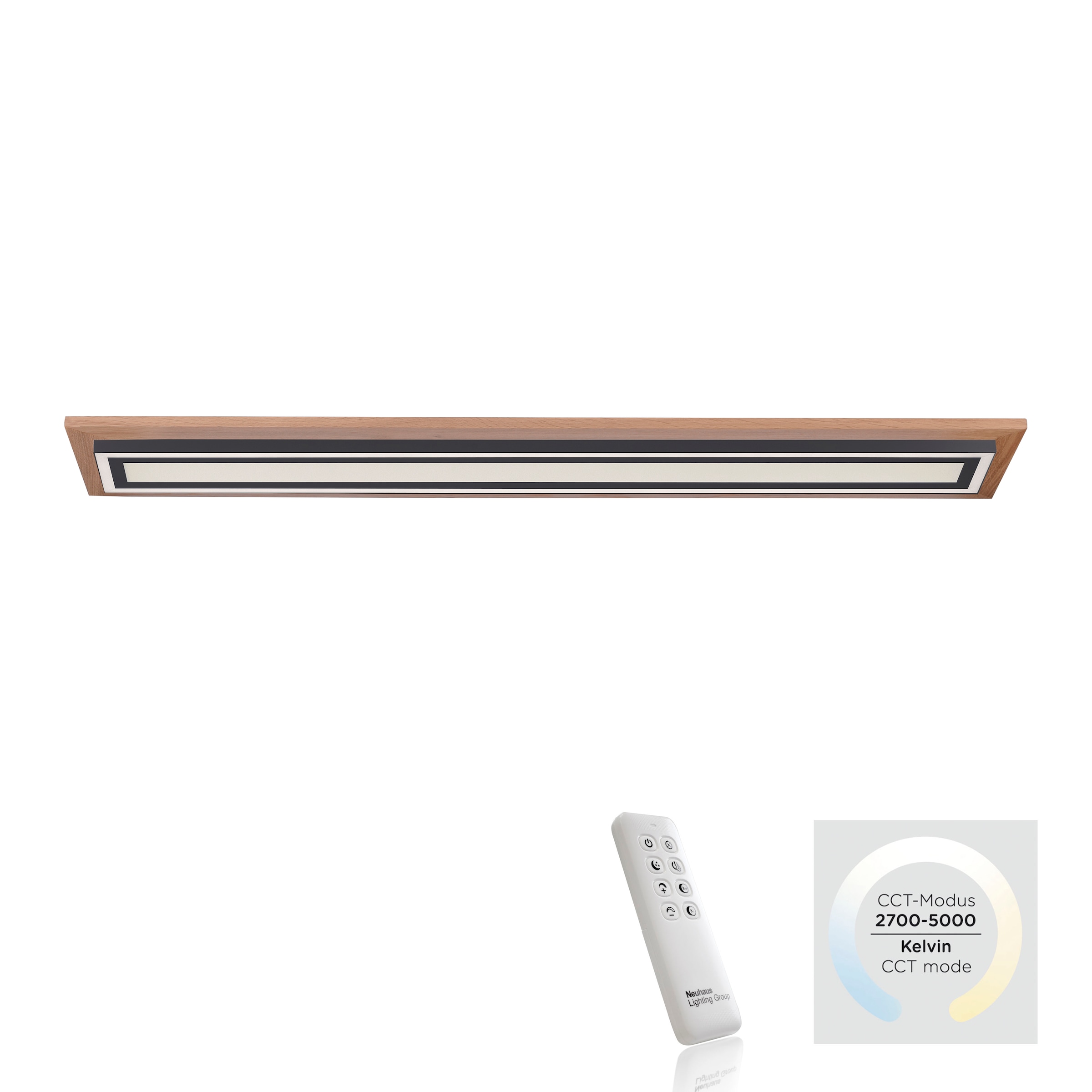 Paul Neuhaus Deckenleuchte »PALMA«, 2 flammig, Leuchtmittel LED-Board-LED-Board | LED fest integriert, CCT - über Fernbedienung, dimmbar über Fernbedienung, Serienschalter