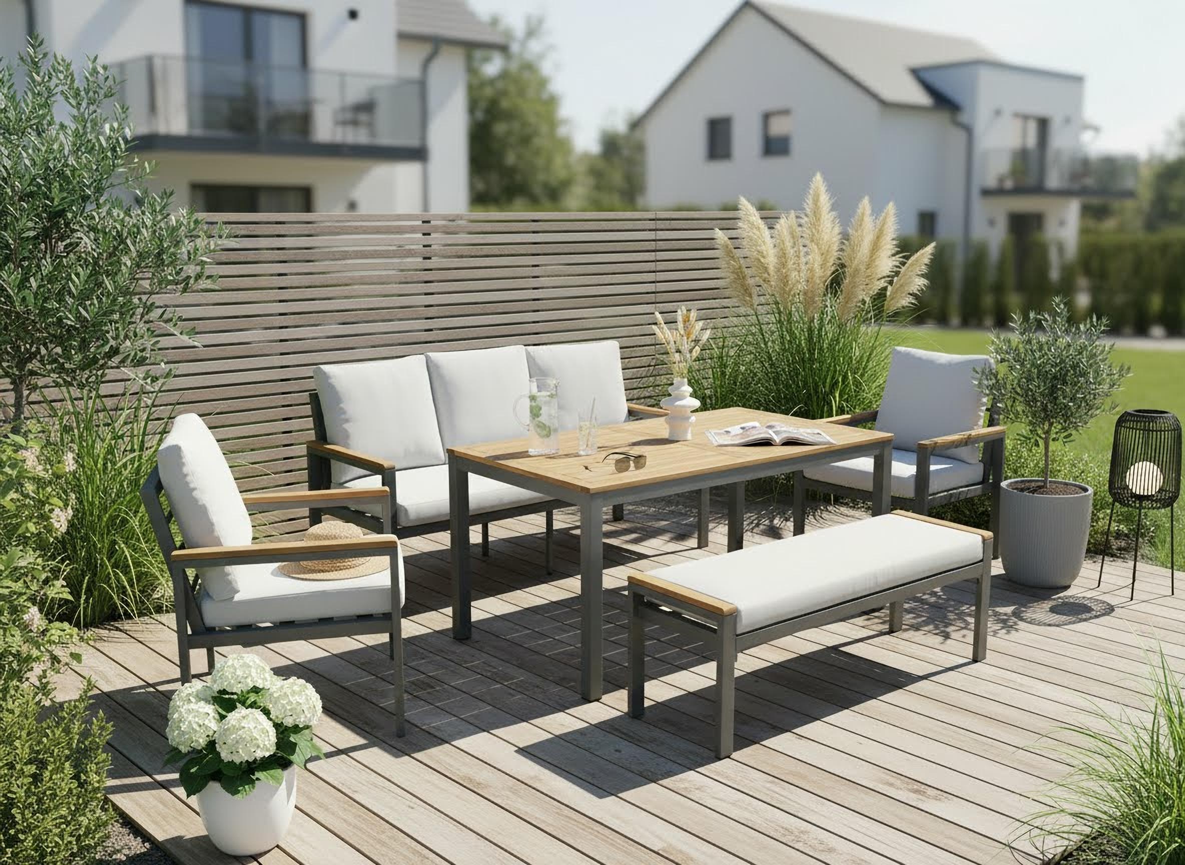 KONIFERA Garten-Essgruppe "Salamanca" Set, 3erBank, 2x Sessel,1x Bank,1x Ti günstig online kaufen