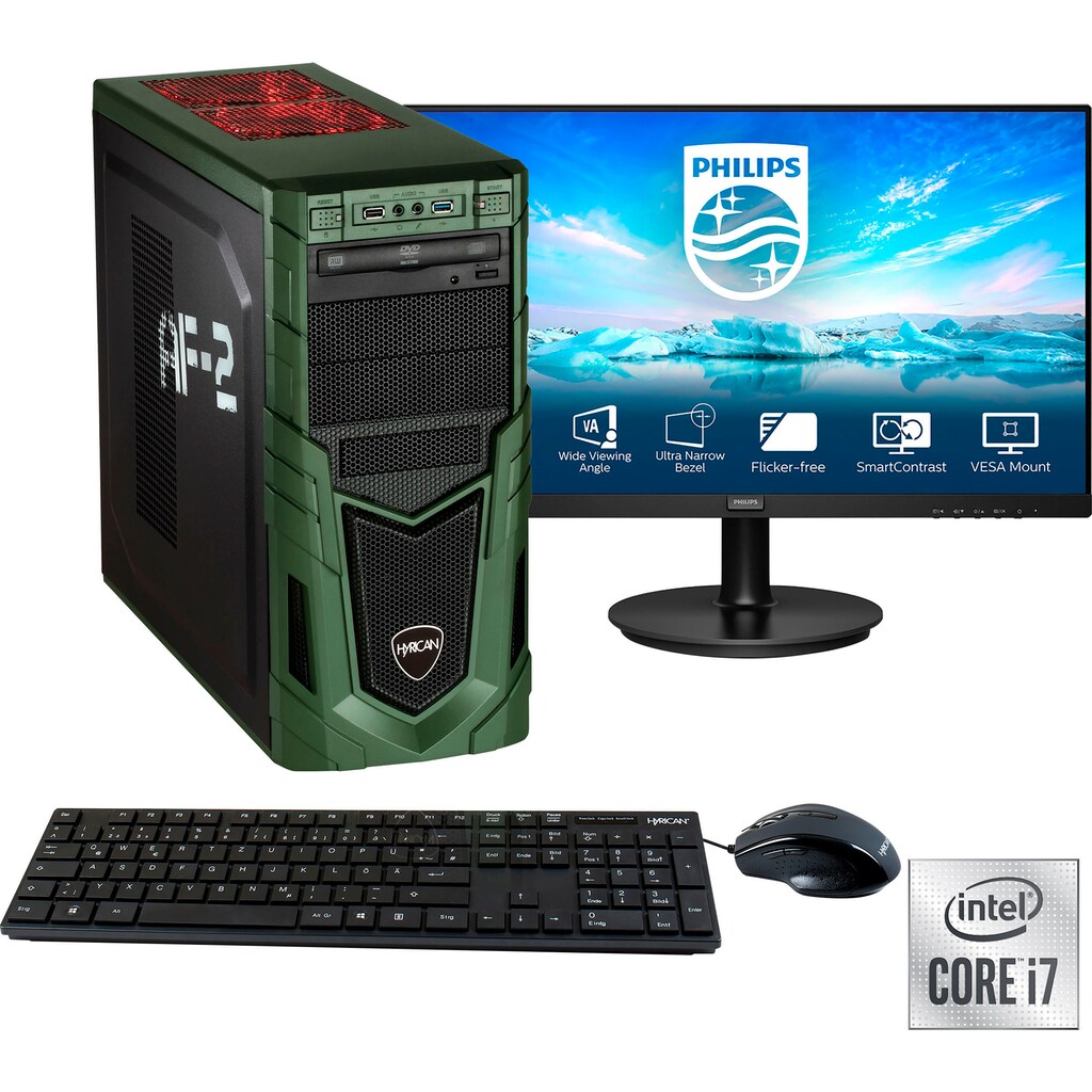 Hyrican Gaming-PC-Komplettsystem »Military SET02093«, inklusive 24" Monitor Philips 241V8LA/00