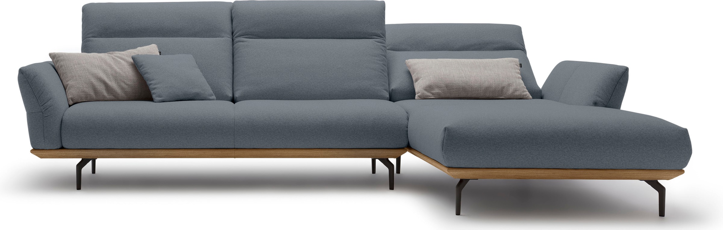 Creation BY ROLF BENZ Ecksofa »CR.460«, Sockel in Nussbaum, Winkelfüße in Umbragrau, Breite 318 cm