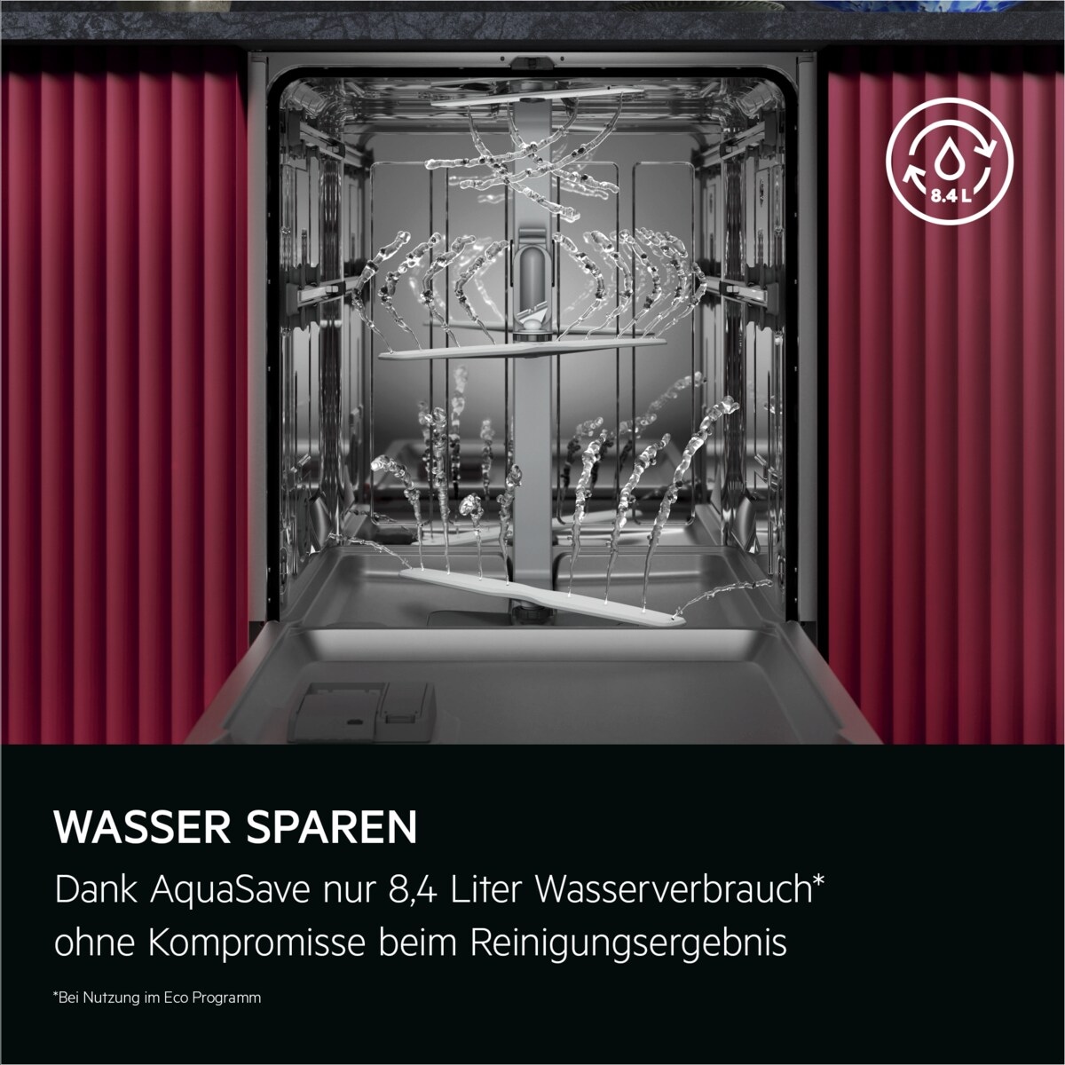 AEG Unterbaugeschirrspüler 7000 »V72GUB10SNM« Wassersparende Spülmaschine: 8,4l im Eco-Programm-effiziente Reinigung