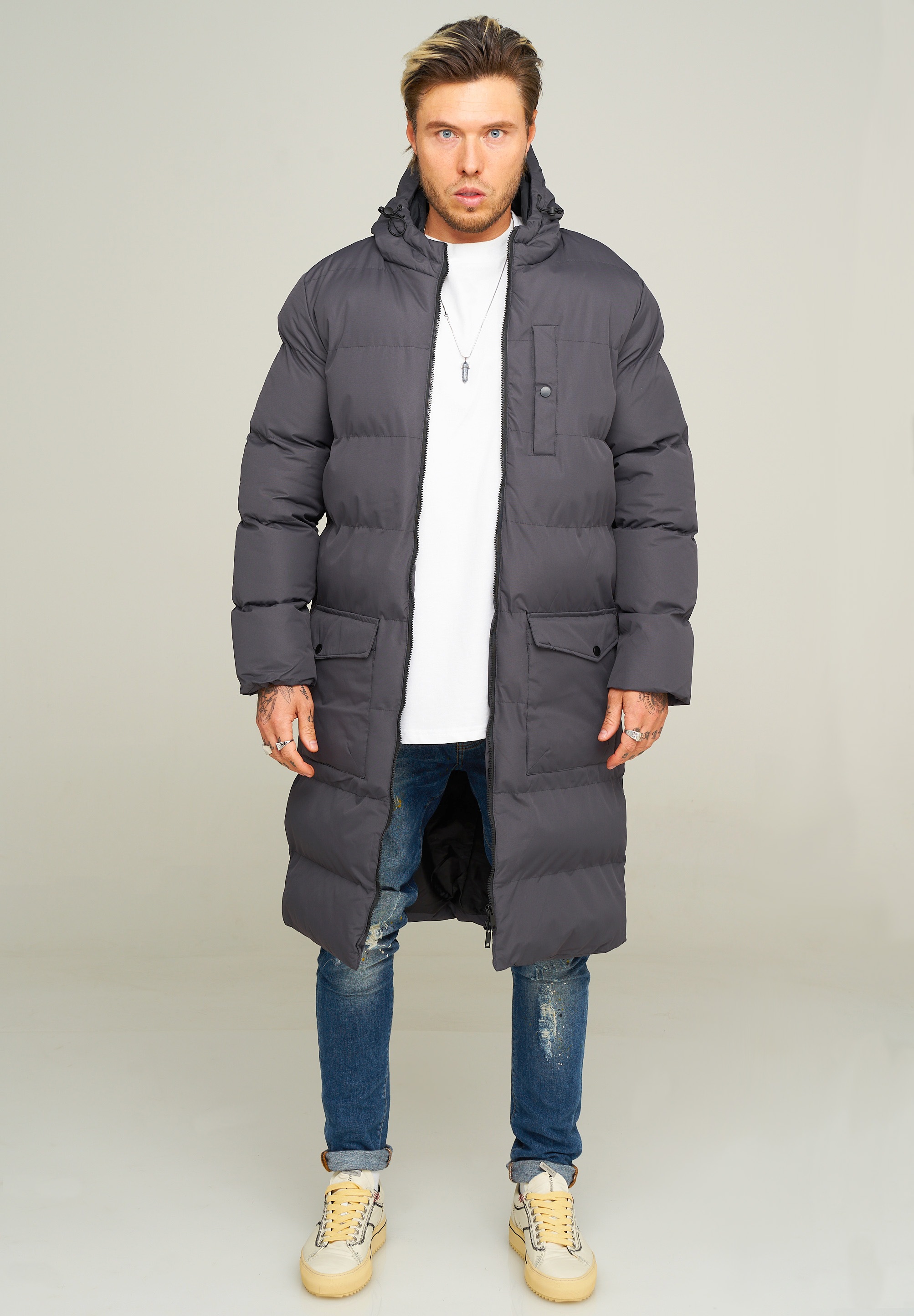 behype Parka »LONGLINE PUFFER PARKA«, mit Kapuze