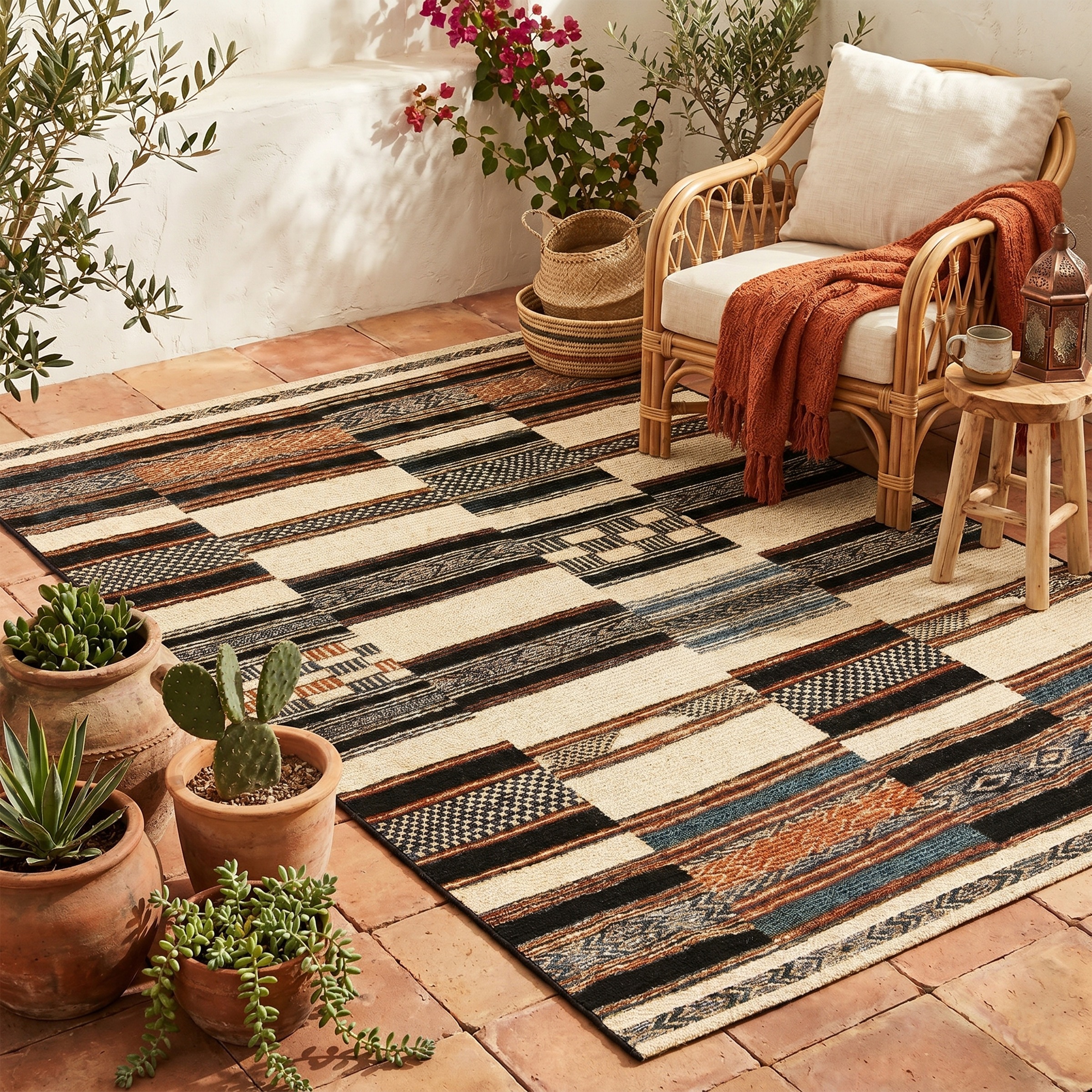 Gino Falcone Teppich "Outdoor-Africa 41" rechteckig 5 mm Höhe Flachgewebe, In- und Outdoor geeignet, Wohnzimmer