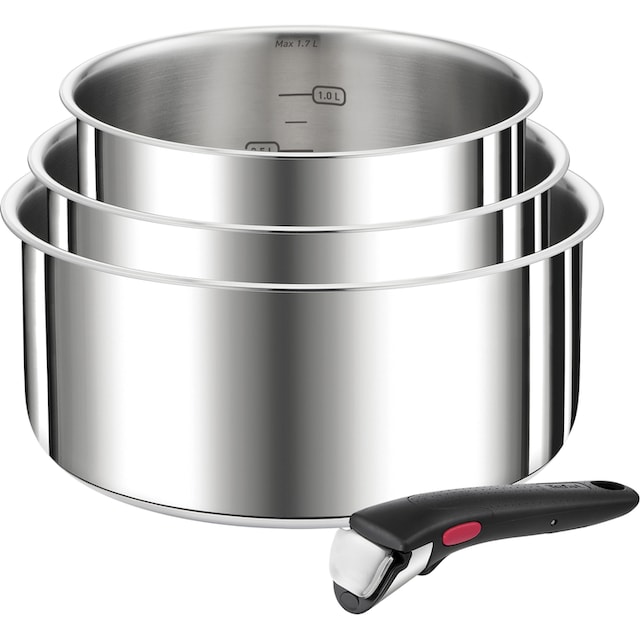 Tefal Topf-Set »L898S4 Ingenio Preference«, Edelstahl, (Set, 4 tlg.),  stapelbar, platzsparend, hochwertiger Edelstahl, induktionsgeeignet kaufen  | BAUR