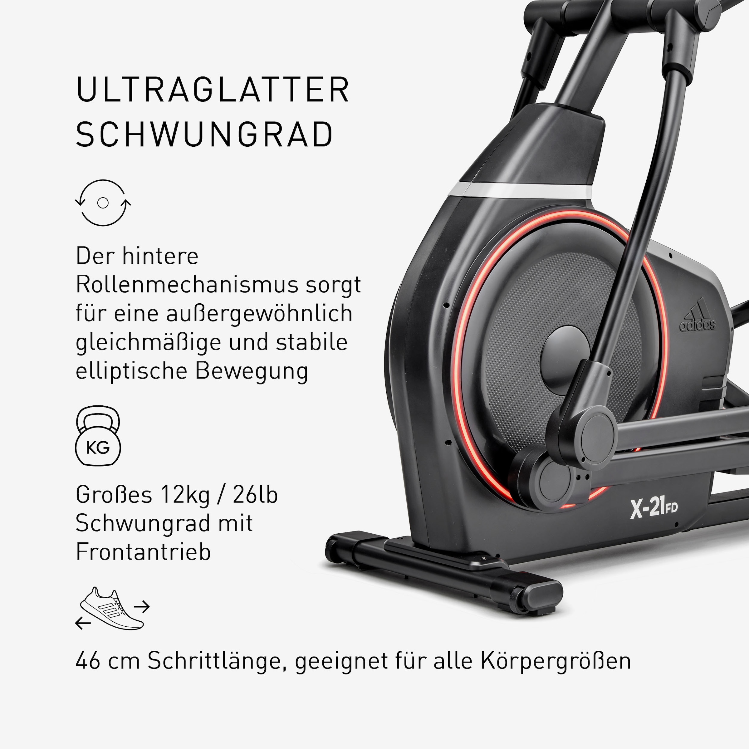 adidas Performance Ellipsentrainer-Ergometer »X-21FD«, (mit Höhen-Niveau-Regulierung)