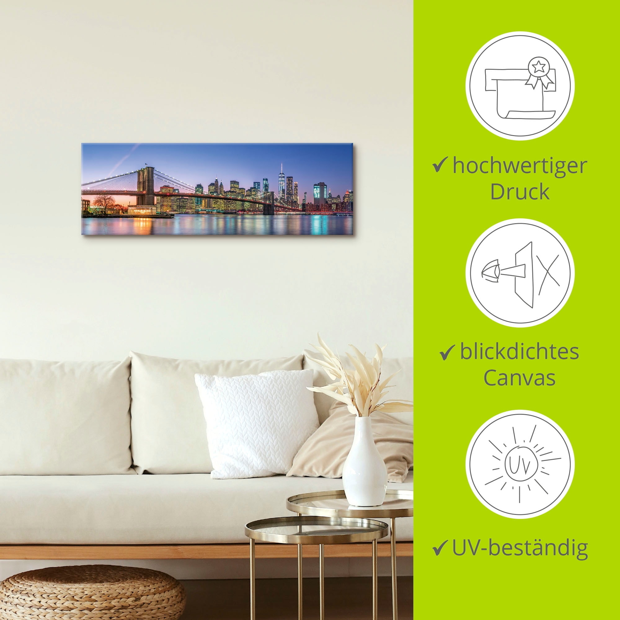 Artland Wandbild »Skyline New York City«, New York, (1 St.), als Alubild, Outdoorbild, Leinwandbild, Poster, Wandaufkleber