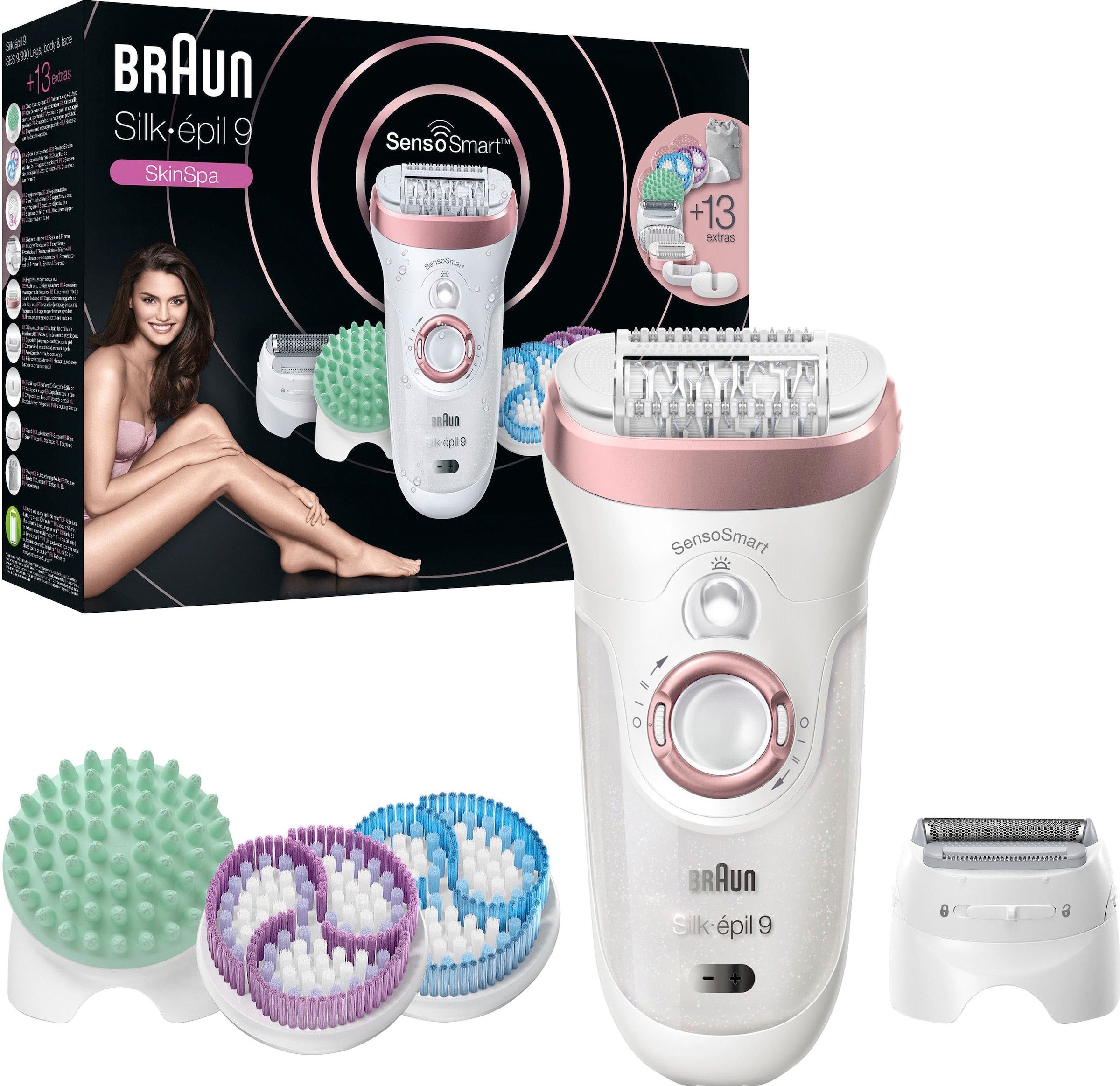 Braun Epilierer »Silk-épil Micro-Grip- kabellose St. 13 Wet online Aufsätze, | BAUR & 9-990 bestellen Dry-Epilation Pinzetten-Technologie, 9 SkinSpa«