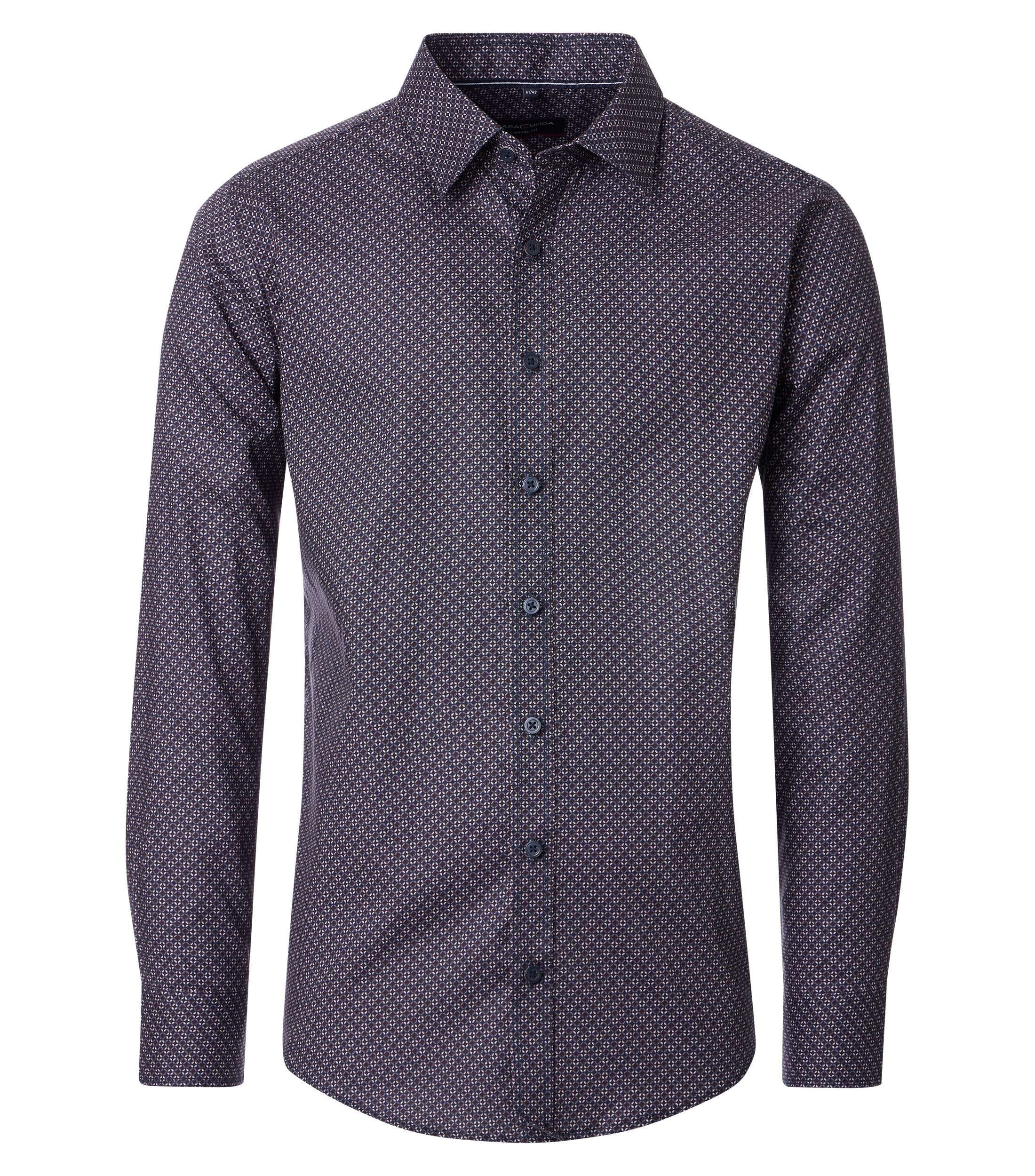 Langarmhemd CASAMODA "CASAMODA Freizeithemd Print", Herren, Gr. 4XL, Normalgrößen, blau (dunkelblau), 100% Baumwolle, bedruckt, lässig geschnitten, Hemden