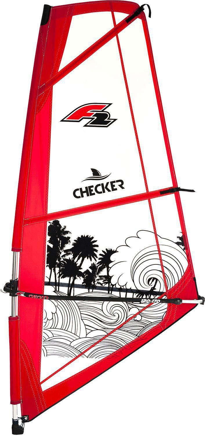 F2 Windsurfboard »Team BAUR Set Checker 16 tlg., Segel) auf Paddel, WS mit und Raten mit 4,5m²«, Pumpe, Rigg | (Set, Transportrucksack 10,5