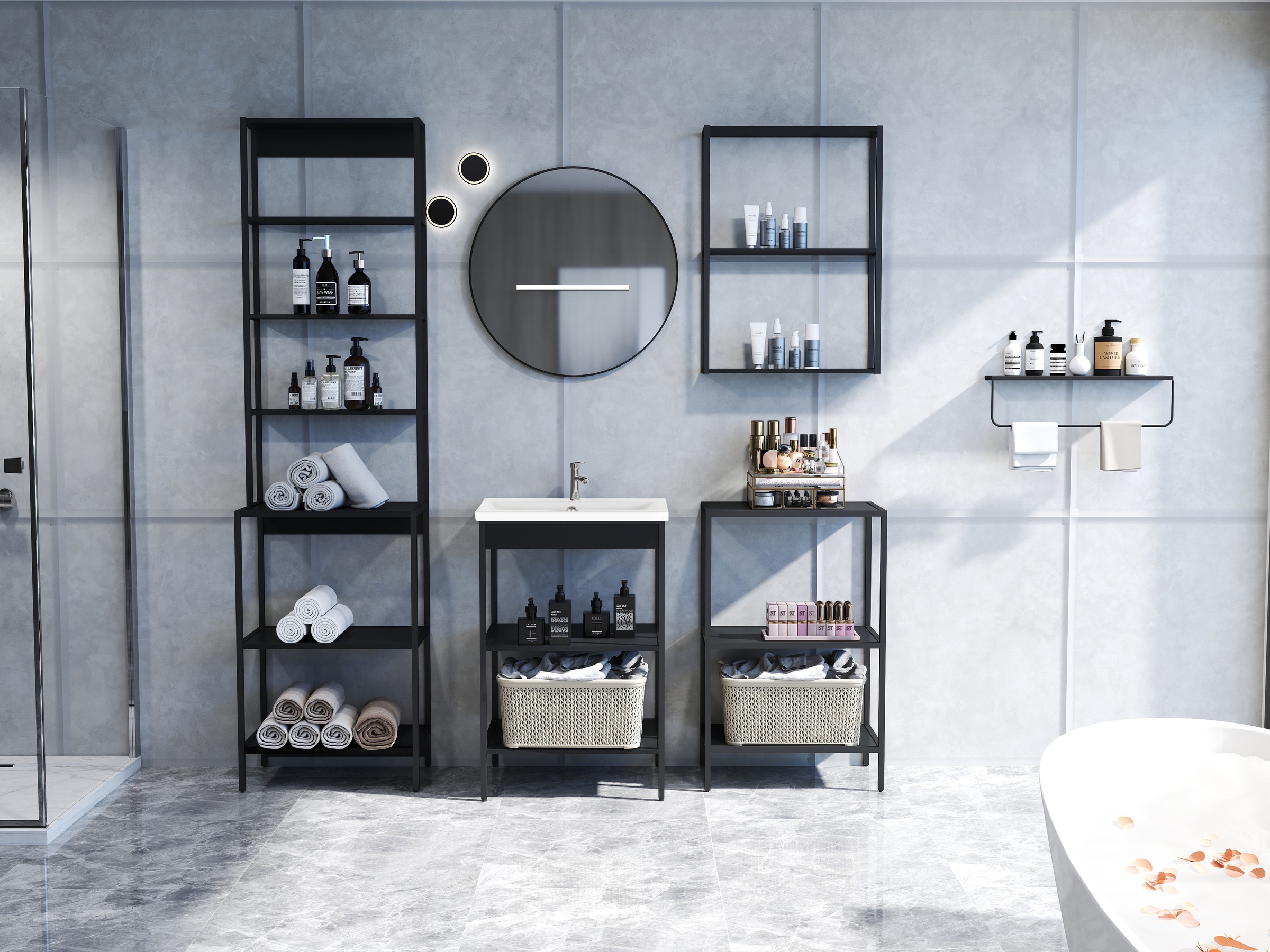 welltime Waschbeckenunterschrank "Lodi" 1 Stk. tlg. Badezimmerregal mit 2 o günstig online kaufen