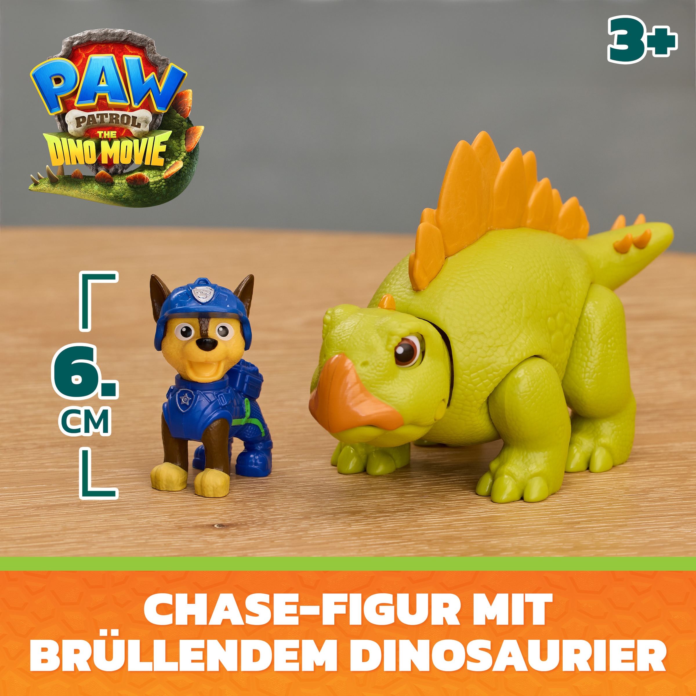 Spin Master Spielfigur »PAW Patrol: Der Dino Film, Chase-Figur & brüllender Stegosaurus« mit Soundeffekten