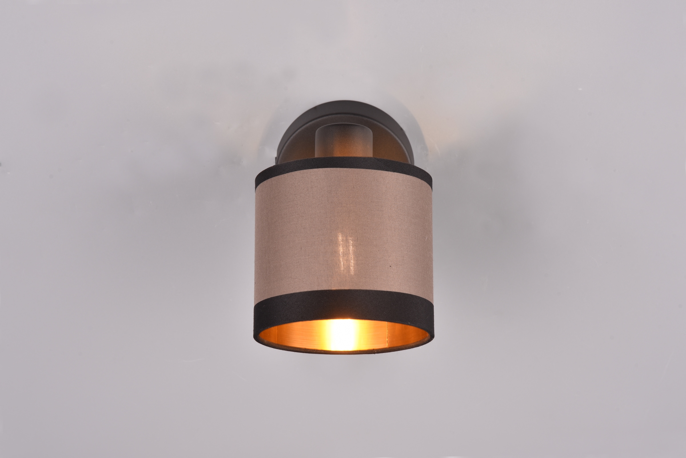 REALITY Leuchten Wandstrahler »DAVOS, Spot 1-flammig exkl 1xE14 max 10W mit Kippschalter Stoffschirm«, 1 flammig, Leuchtmittel E14 | Leuchtmittel wechselbar, Wandspot Stoffschirm zweifarbig Schalter On/Off Ø 12cm Höhe 21cm
