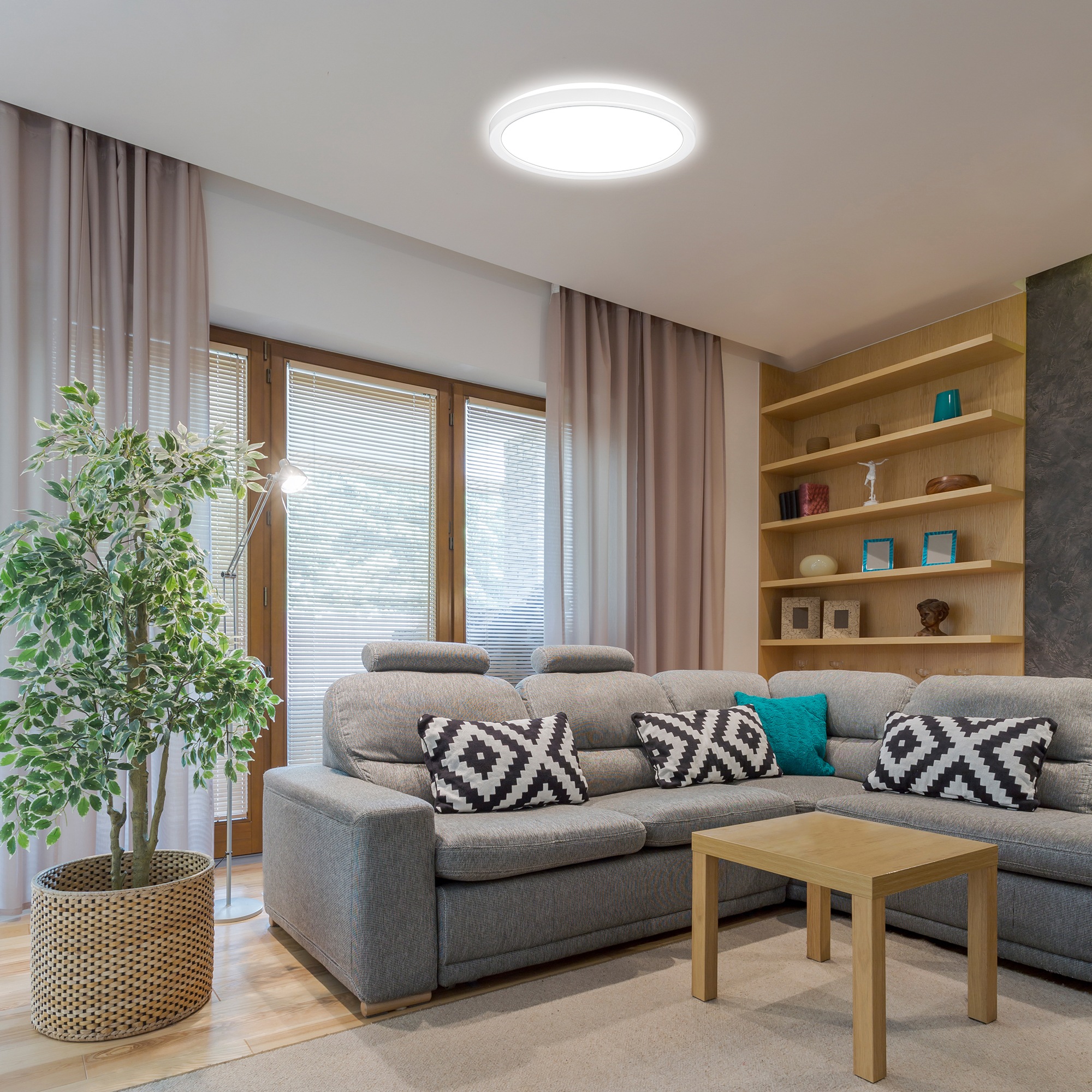 B.K.Licht LED Deckenleuchte »BKL1598 Ultraflache Deckenlampe, LED Panel mit Backlight«, 1 flammig, Leuchtmittel LED-Modul | LED fest integriert, 4.000K, 1.900 Lm, 16W, indirekte Hintergrundbeleuchtung, ⌀24cm, Weiß