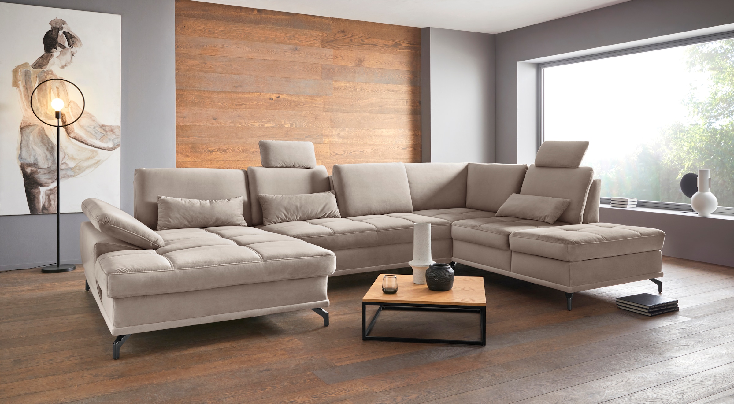 OTTO home Wohnlandschaft "Costello U-Form, B: 363 cm mit Sitztiefen- & Armteilverstellung" optional Schlaffunktion & Bettkasten