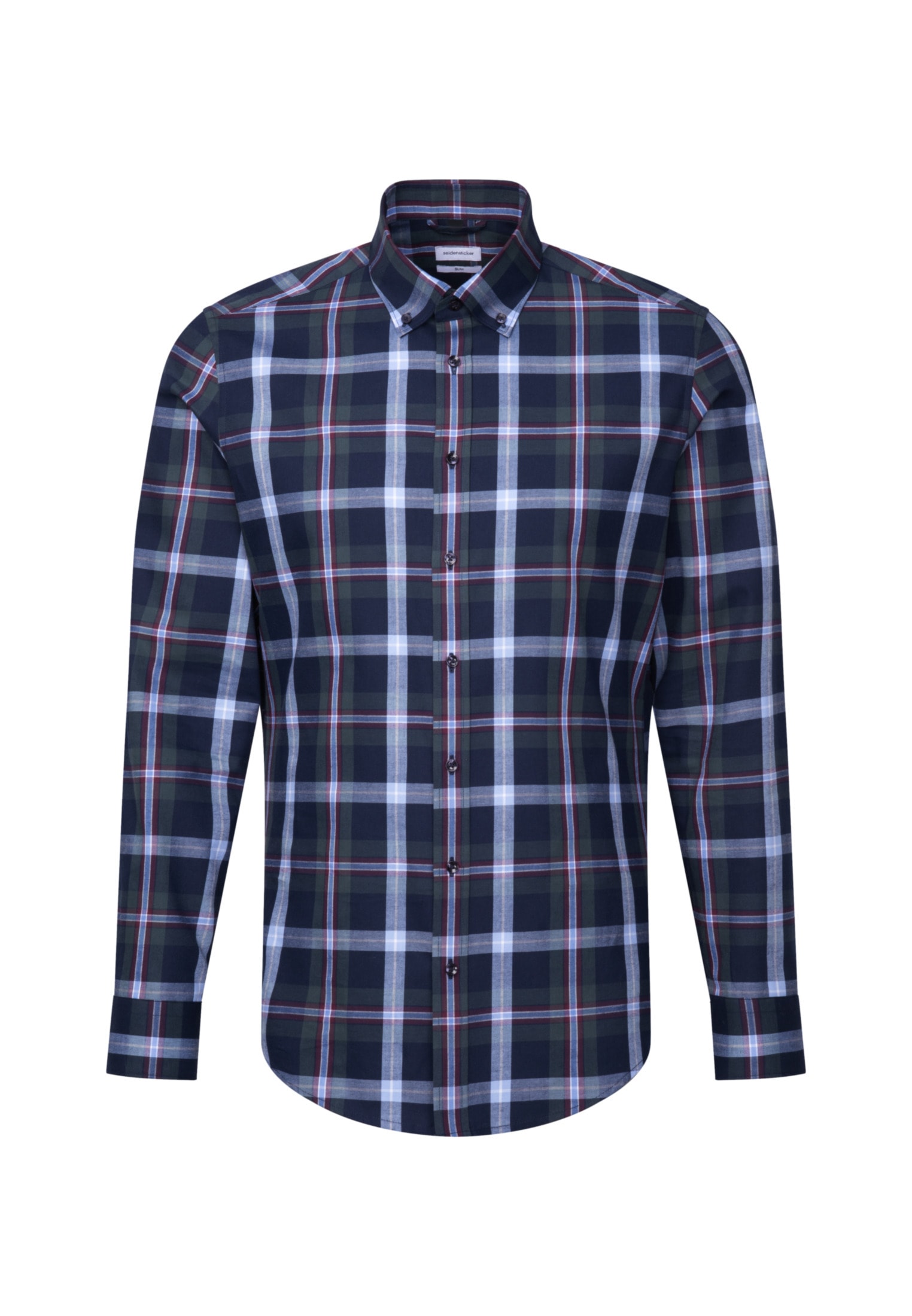 seidensticker Flanellhemd »Slim«, Slim Langarm Button-Down-Kragen Karo