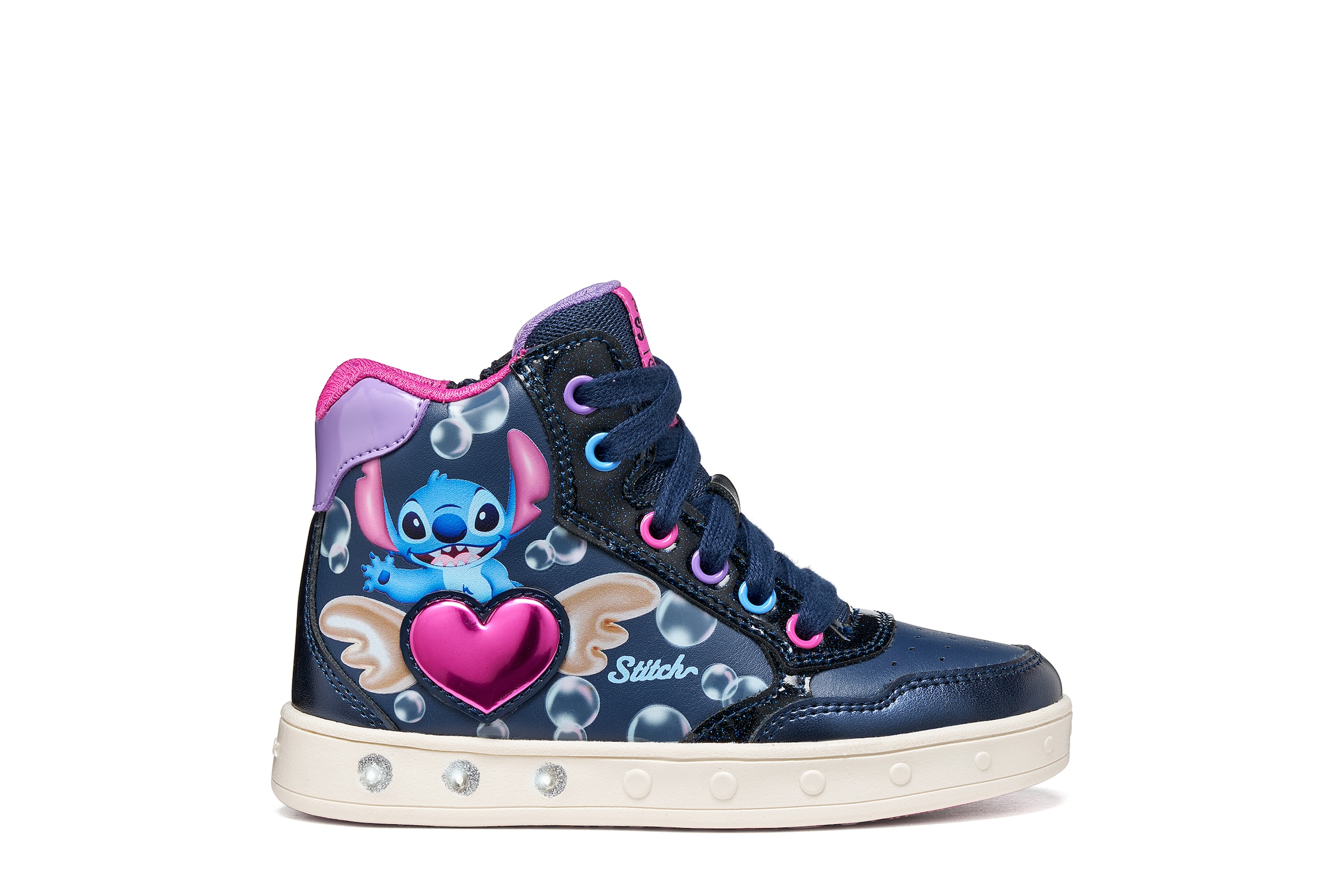 Geox Sneaker »J SKYLIN GIRL - Blinkschuh«  Schnürboots mit Stitch-Motiv, Größenschablone zum Download