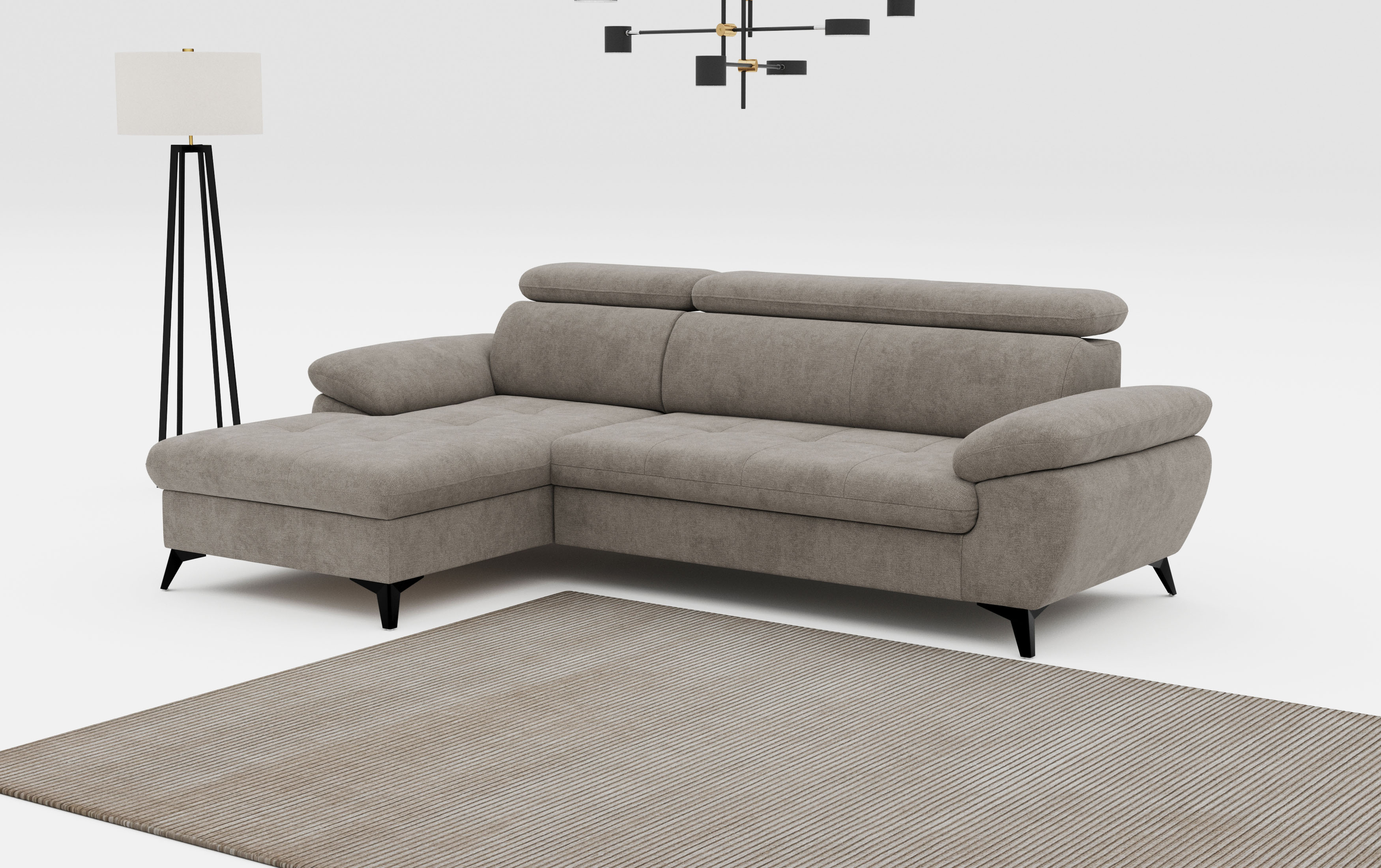 COTTA Ecksofa "Hudson" optional mit Schlaffunktion und XL Bettkasten, Liegefläche 190x119cm