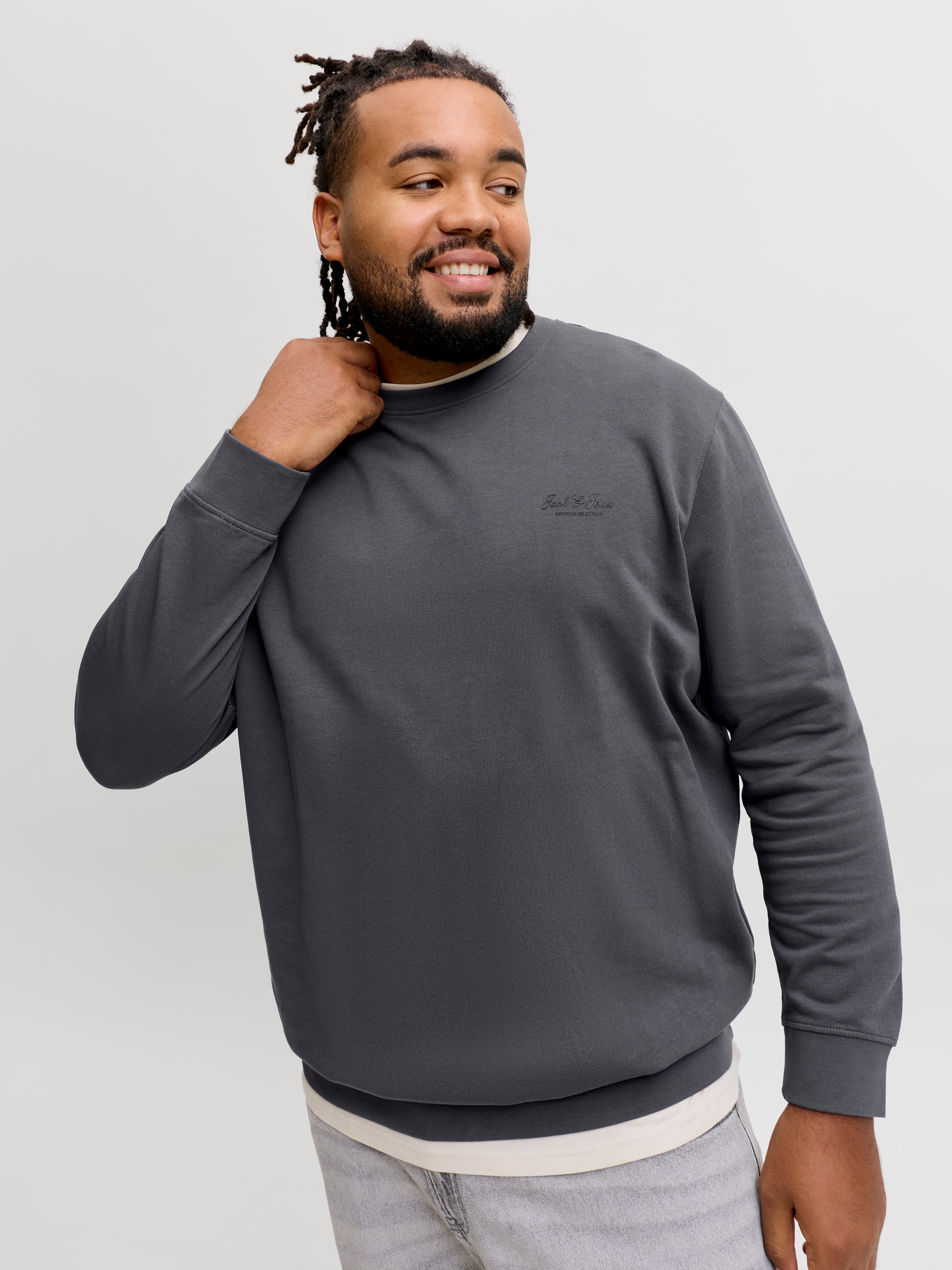 Jack & Jones PlusSize Sweatshirt "JJEARCHIVE GRAPHIC SWEAT CN NOOS PLS", Baumwollmischung, relaxed fit