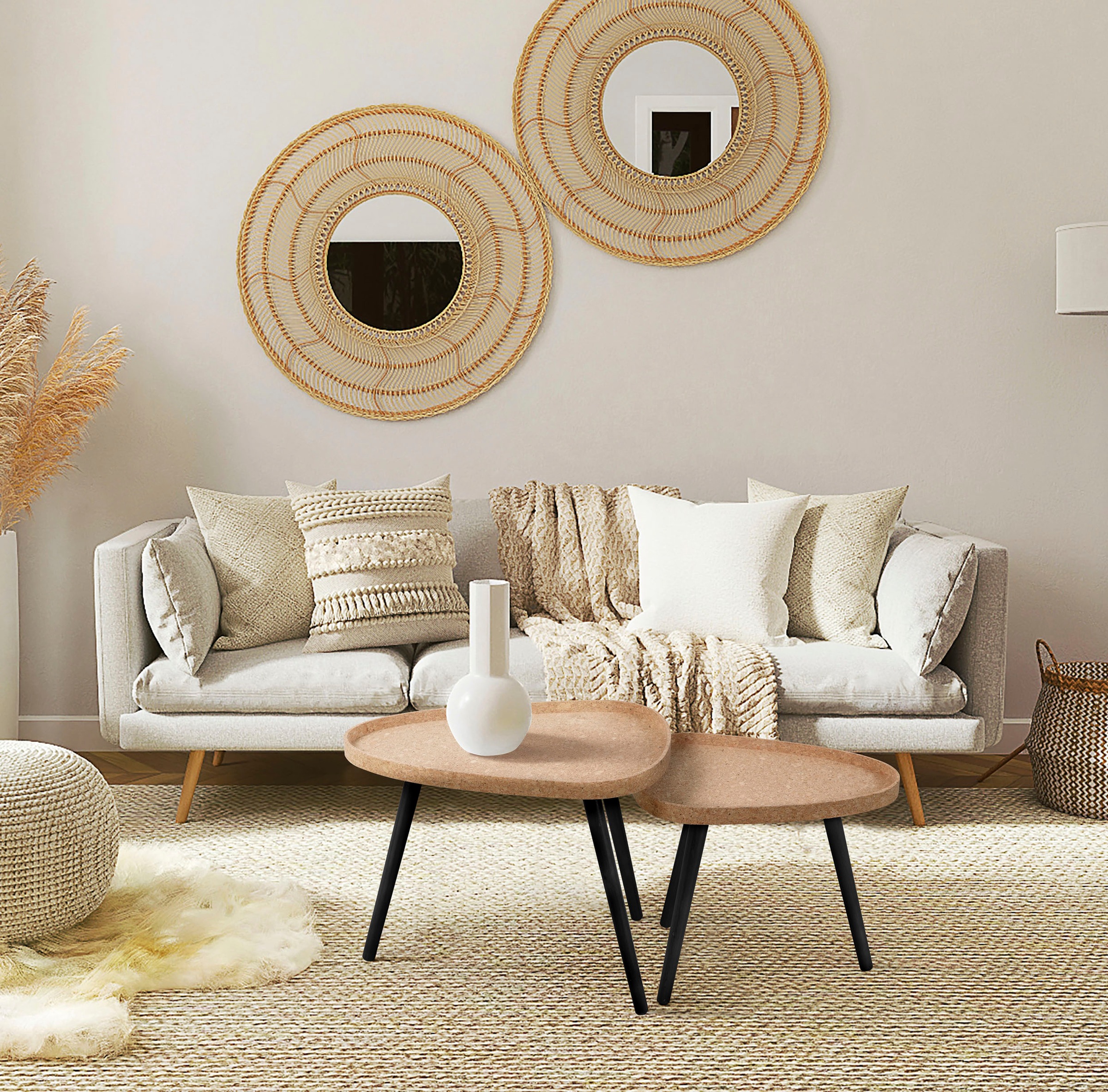 INOSIGN Beistelltisch Set, 2er Set, 2 Stk. tlg. Tischplatte aus Kork günstig online kaufen