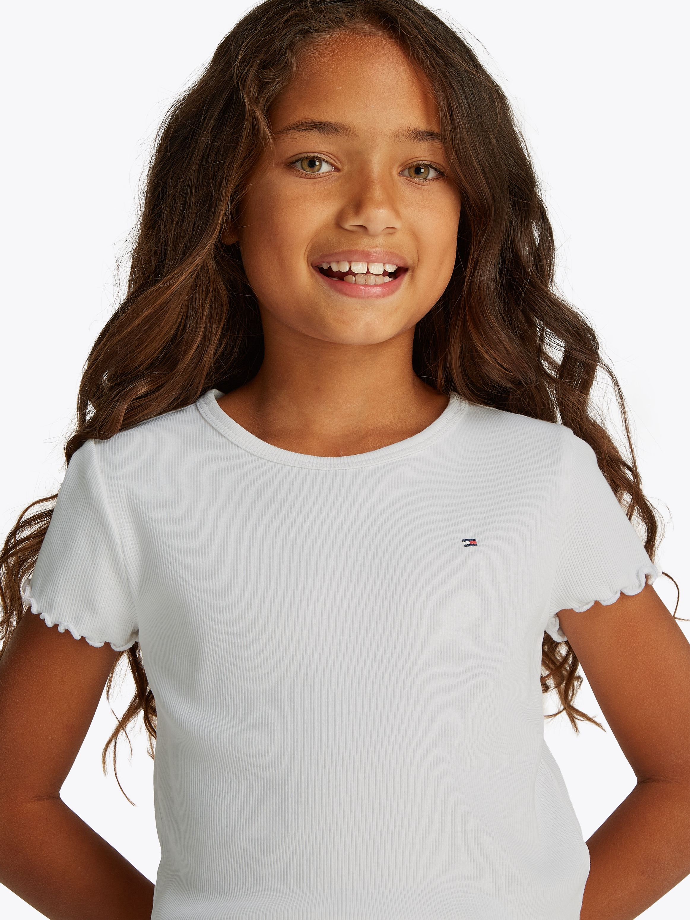 Tommy Hilfiger T-Shirt »ESSENTIAL RIB TOP SS«, mit Logostickerei