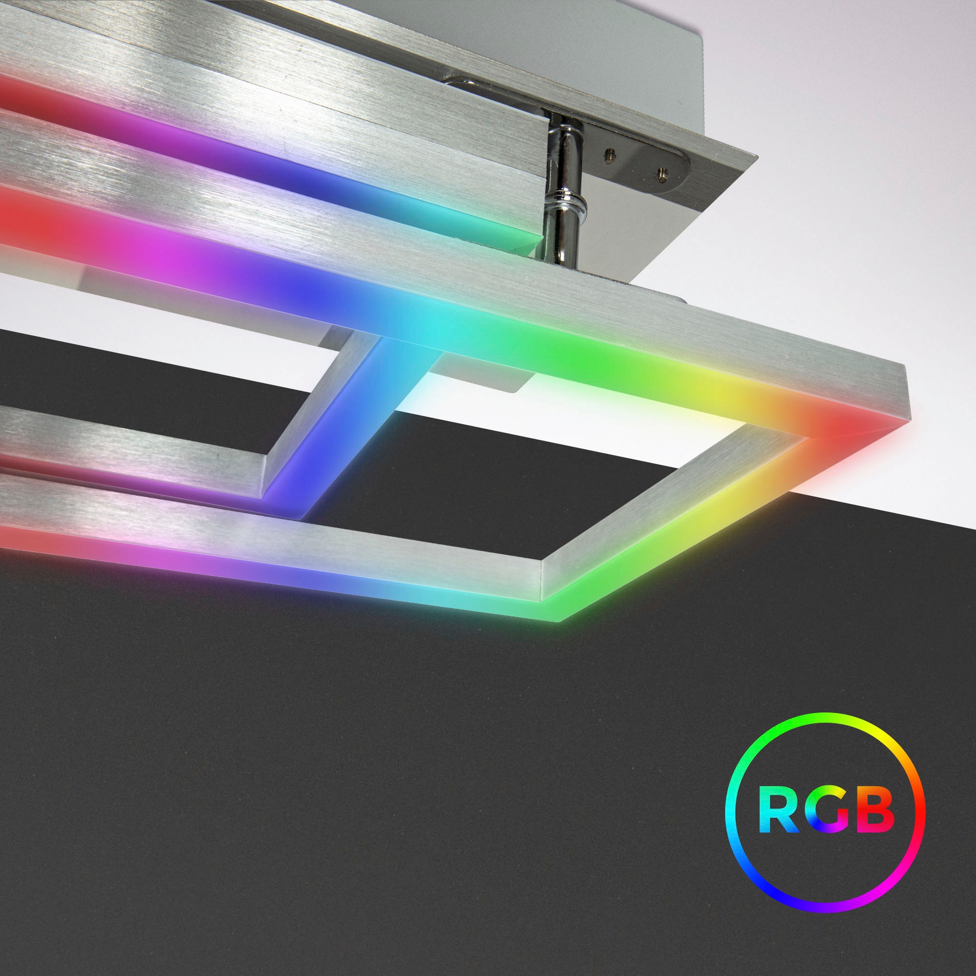 B.K.Licht LED RGB Deckenleuchte , inkl. LED-Modul 30 Watt, 3.300lm (2 x LED Modul je 1.650lm), mit APP Steuerung und Fernbedienung, dimmbar, Gr. ca. 50 x 38 cm