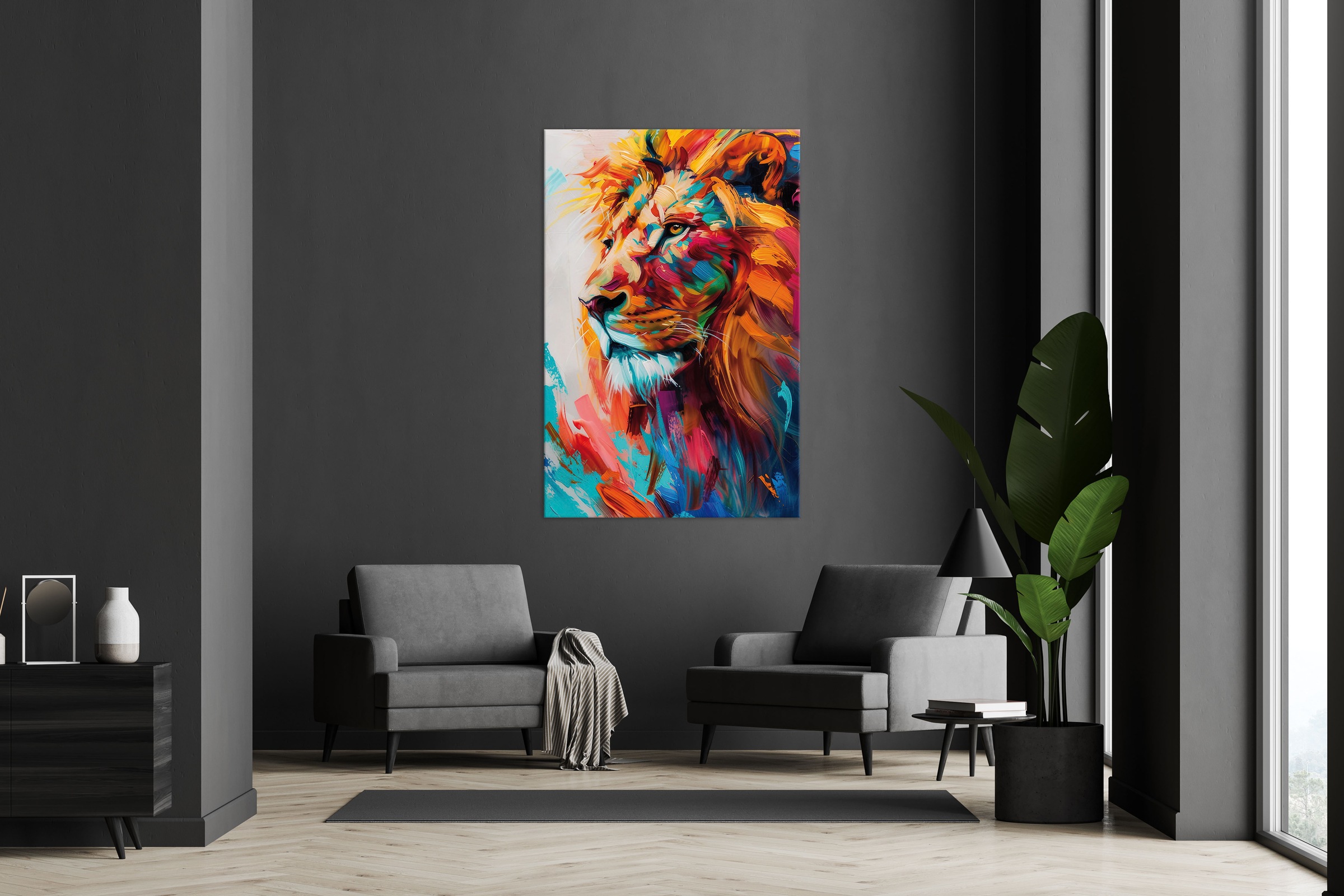 Bönninghoff Leinwandbild, Löwe-Löwen-Tiere-Raubkatzen-Kunst-Pop Art, (1 St.)
