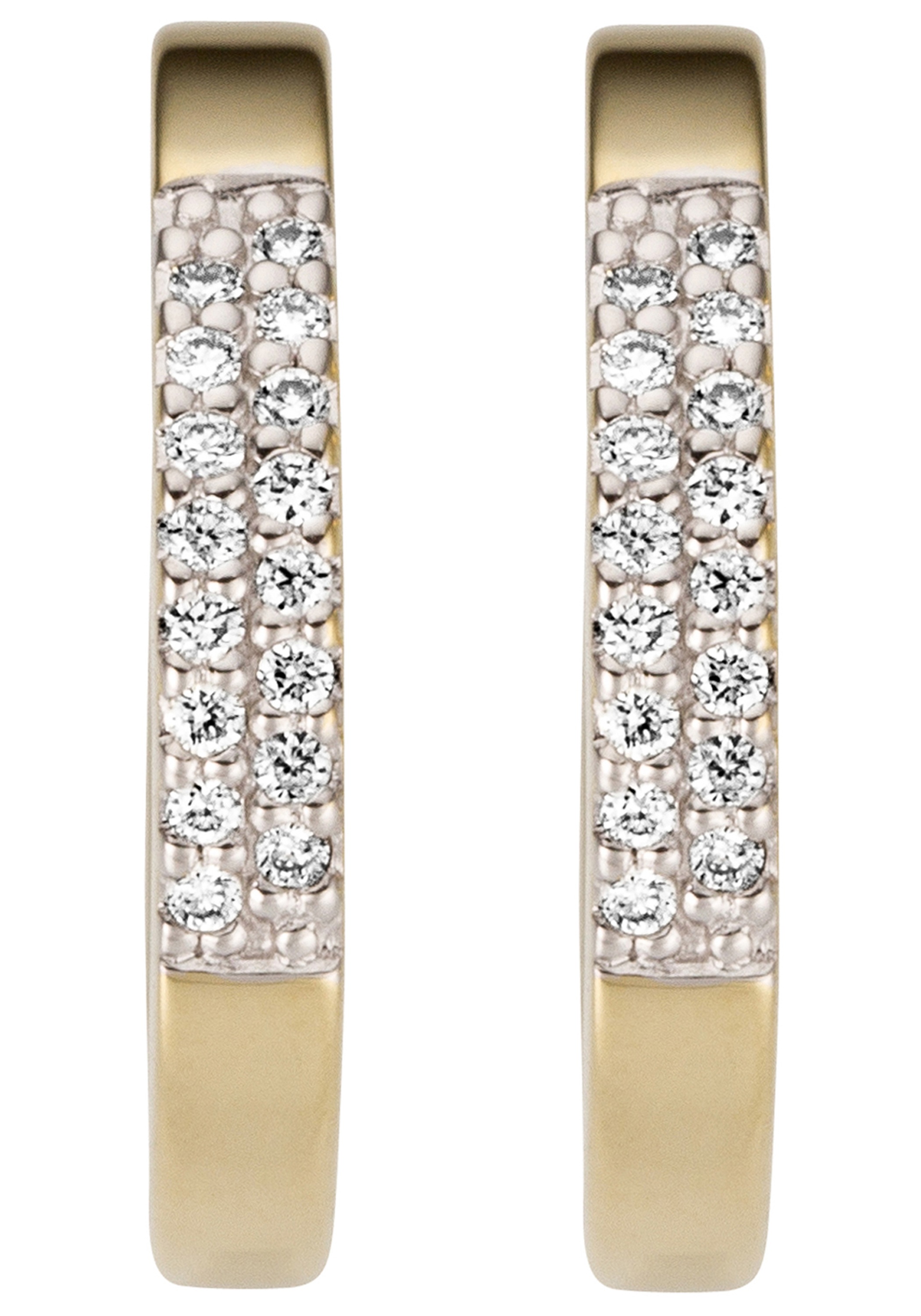 JOBO Paar Creolen »Ohrringe 14 mm mit 32 Diamanten« 585 Gold