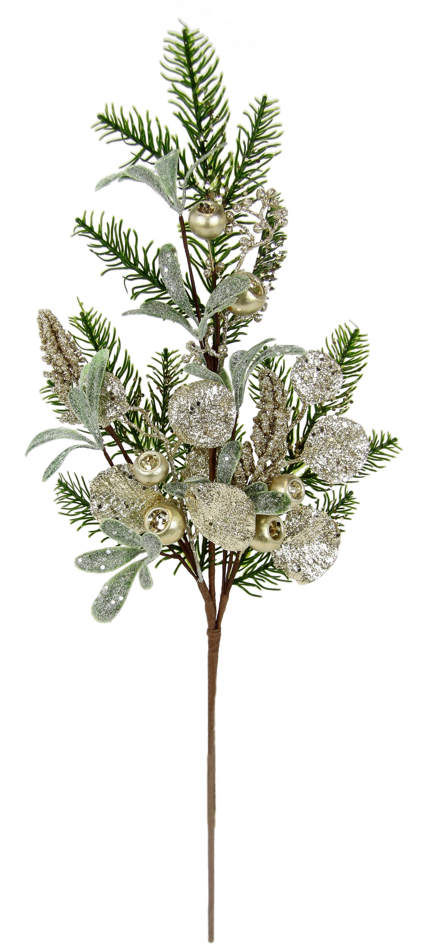 I.GE.A. Kunstzweig "Dekozweig mit Glitter" Künstlicher Tannenzweig mit Beer günstig online kaufen