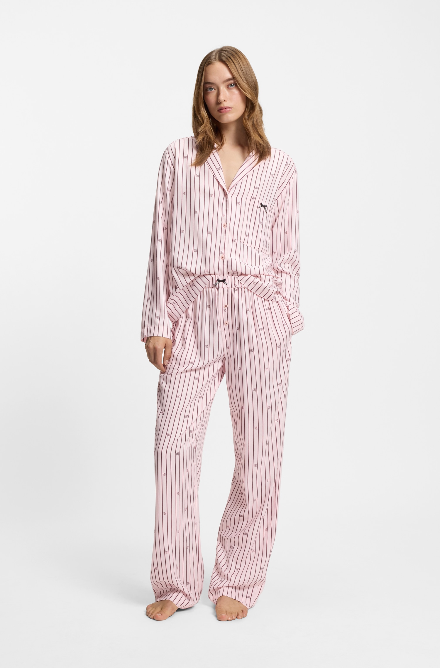 HUGO Underwear Pyjamahose »SARTORIAL«  mit Streifen und gestapelten Logos, elastischer Bund