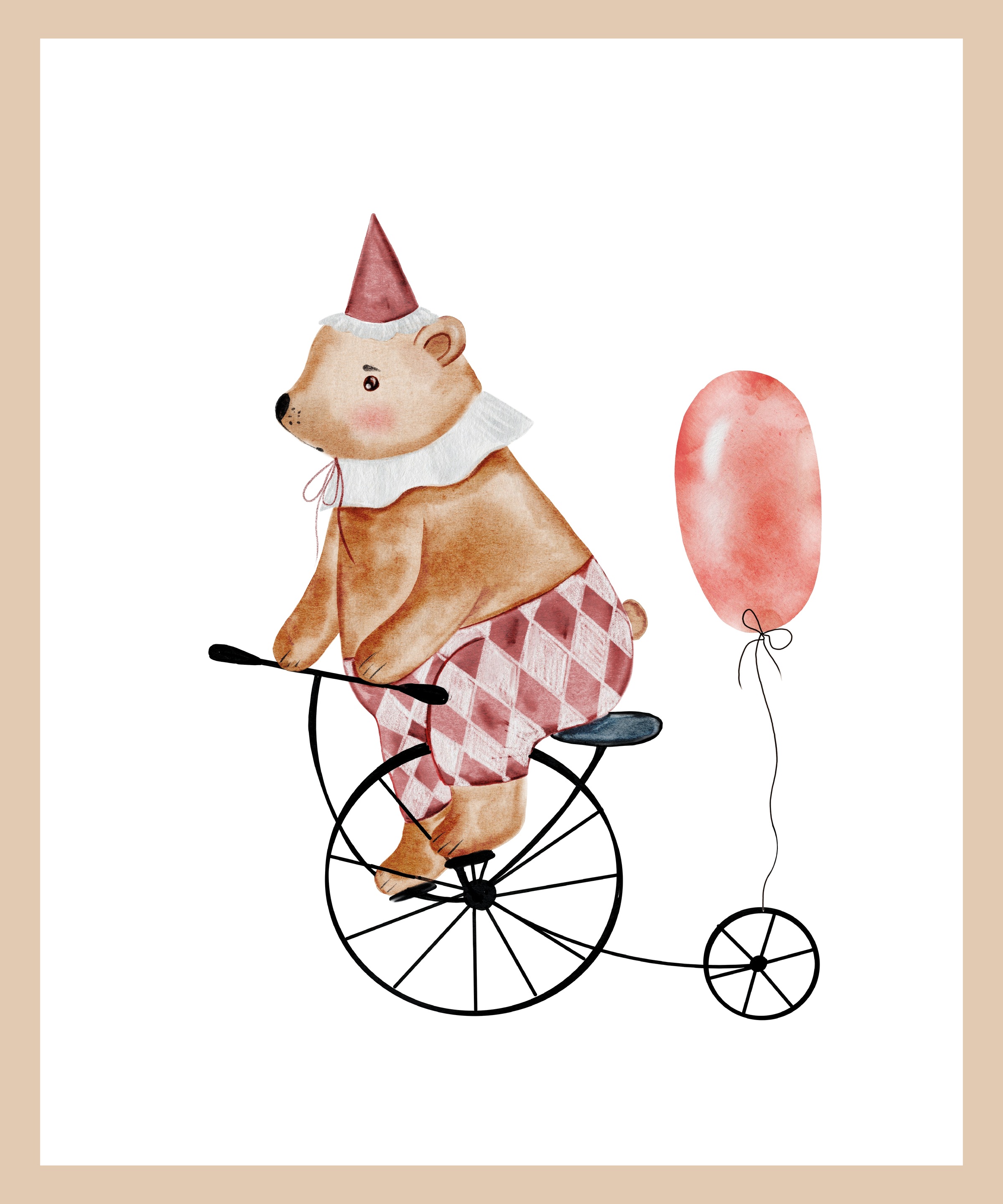 Lüttenhütt Bild mit Rahmen "oder Poster, Bär mit Luftballon", Bär-Fahrräder günstig online kaufen