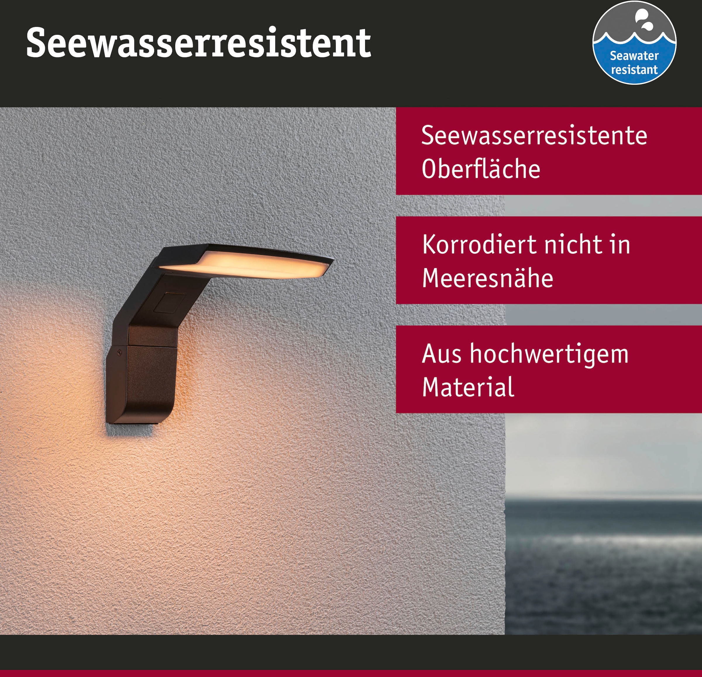 Paulmann LED Außen-Wandleuchte »Zenera 230V anthrazit 2.200 - 3.000 K«, 1  flammig-flammig, insektenfreundlich und seewasserresistent | BAUR