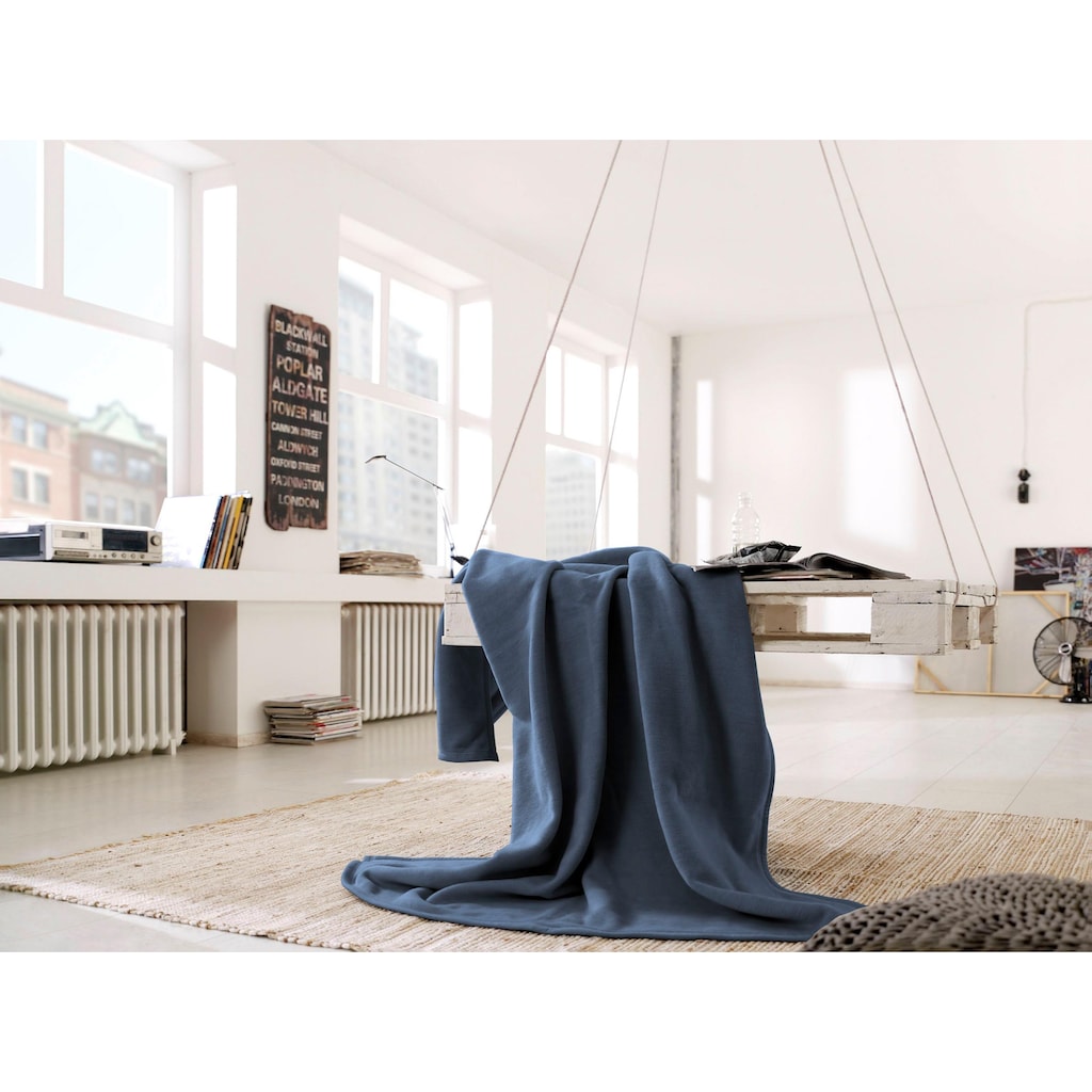 Biederlack Wohndecke »Wohndecke Cotton Home«, im Uni Design, Kuscheldecke