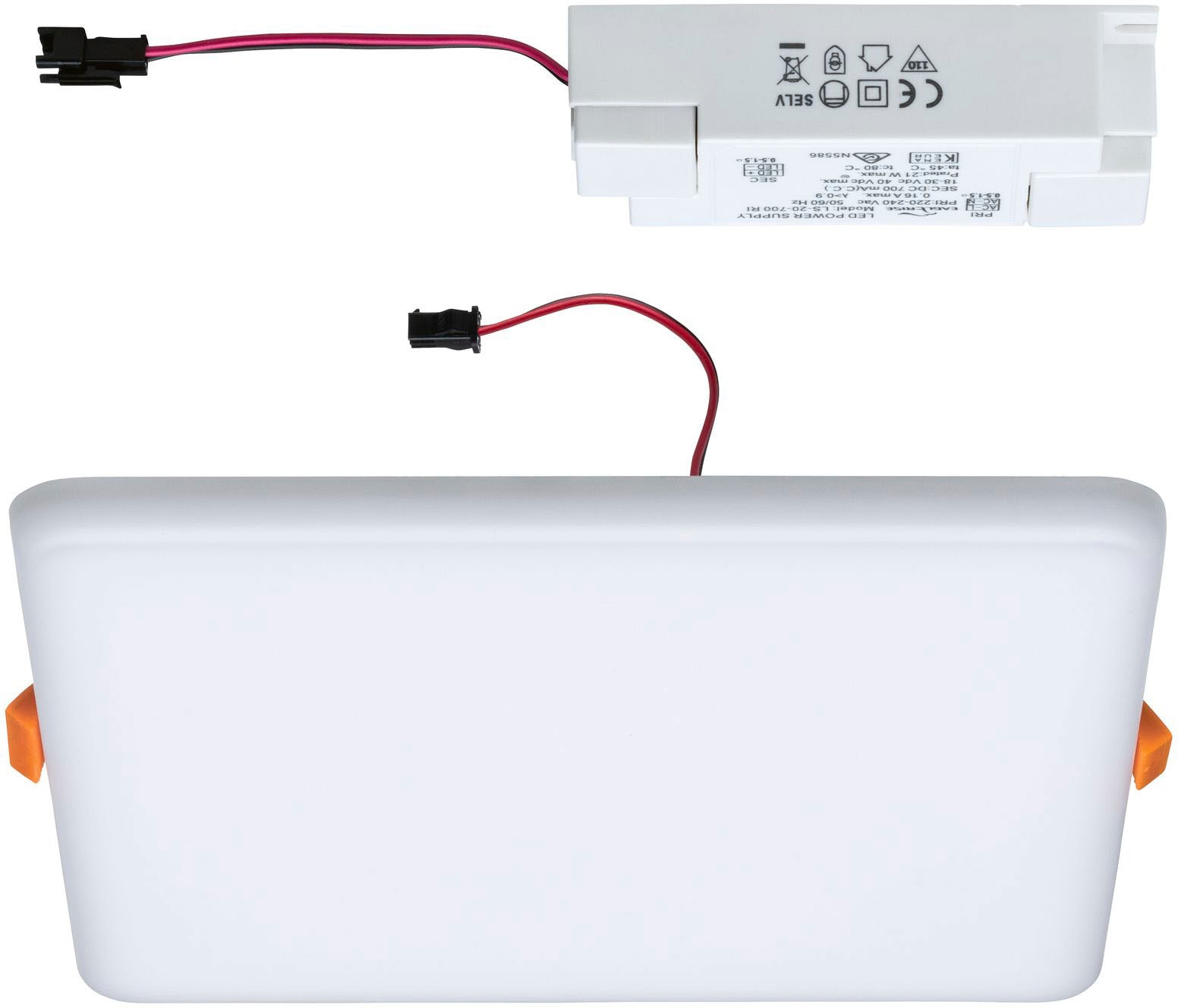 Paulmann LED Einbauleuchte »LED Einbaupanel Veluna VariFit IP44 eckig 185x185mm 17W 3.000K Satin«, 1 flammig, LED Einbaupanel Veluna VariFit IP44 eckig 185x185mm 17W 3.000K Satin