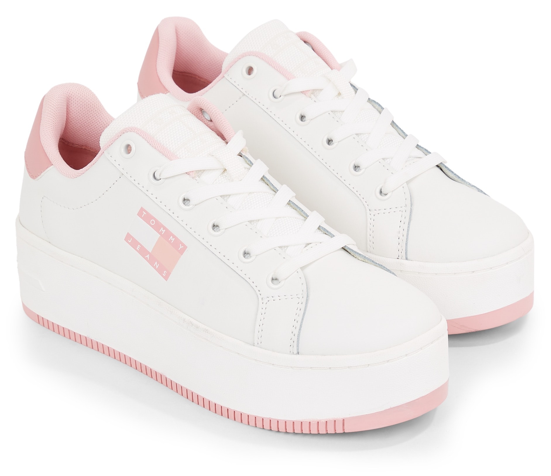 Tommy Jeans Plateausneaker »TJW FLATFORM ESS«, Freizeitschuh, Halbschuh, Schnürschuh mit Kontrastbesatz