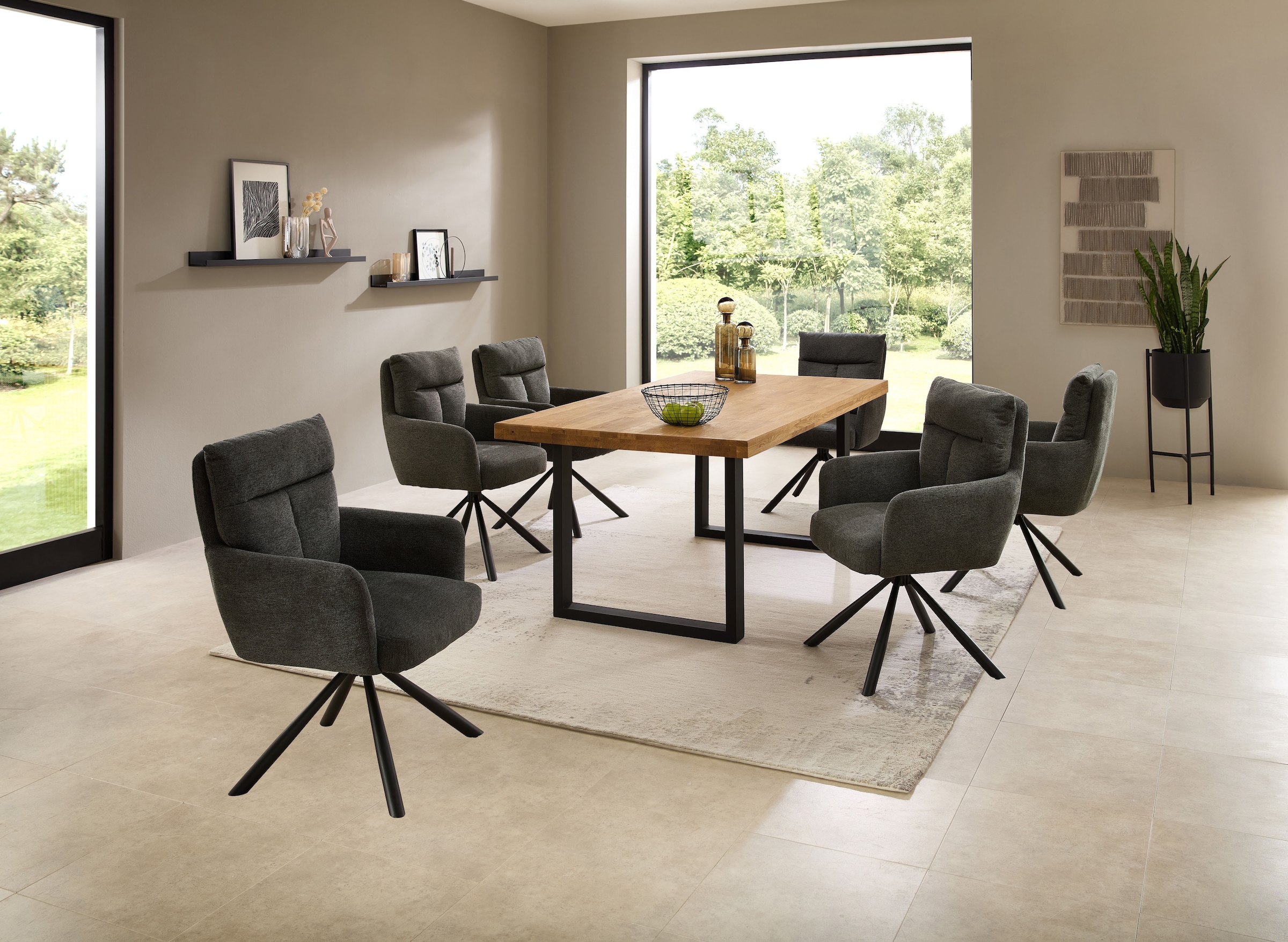 Stolkom Esstisch »Chris Esszimmertisch Eiche Massivholz, BxHxT 110x47x70 cm«, Gerade Kante, Industrial Style Eiche Massivholz