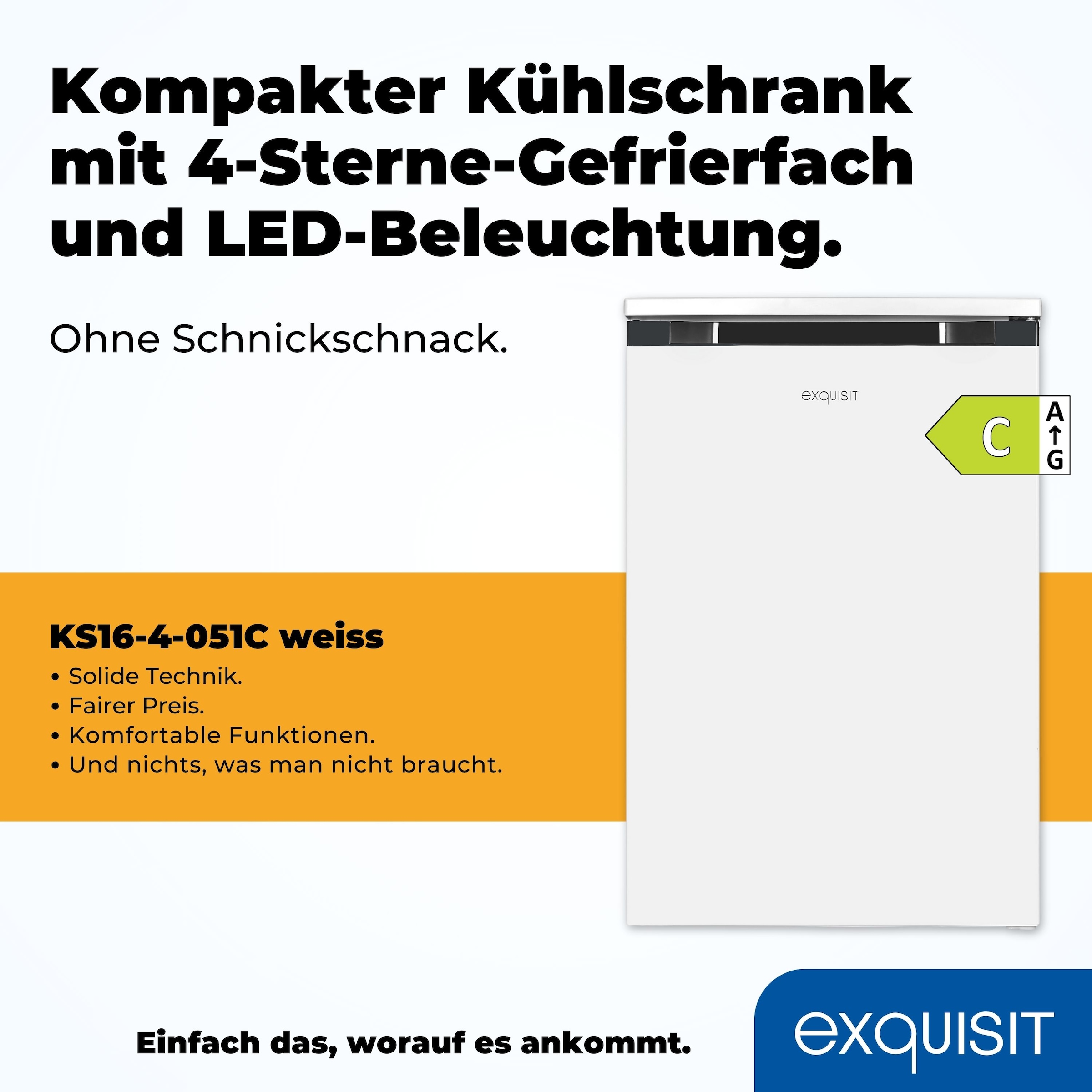 exquisit Kühlschrank »KS16-4-051C«, in bester Energieefizienz C, 107 Liter Volumen
