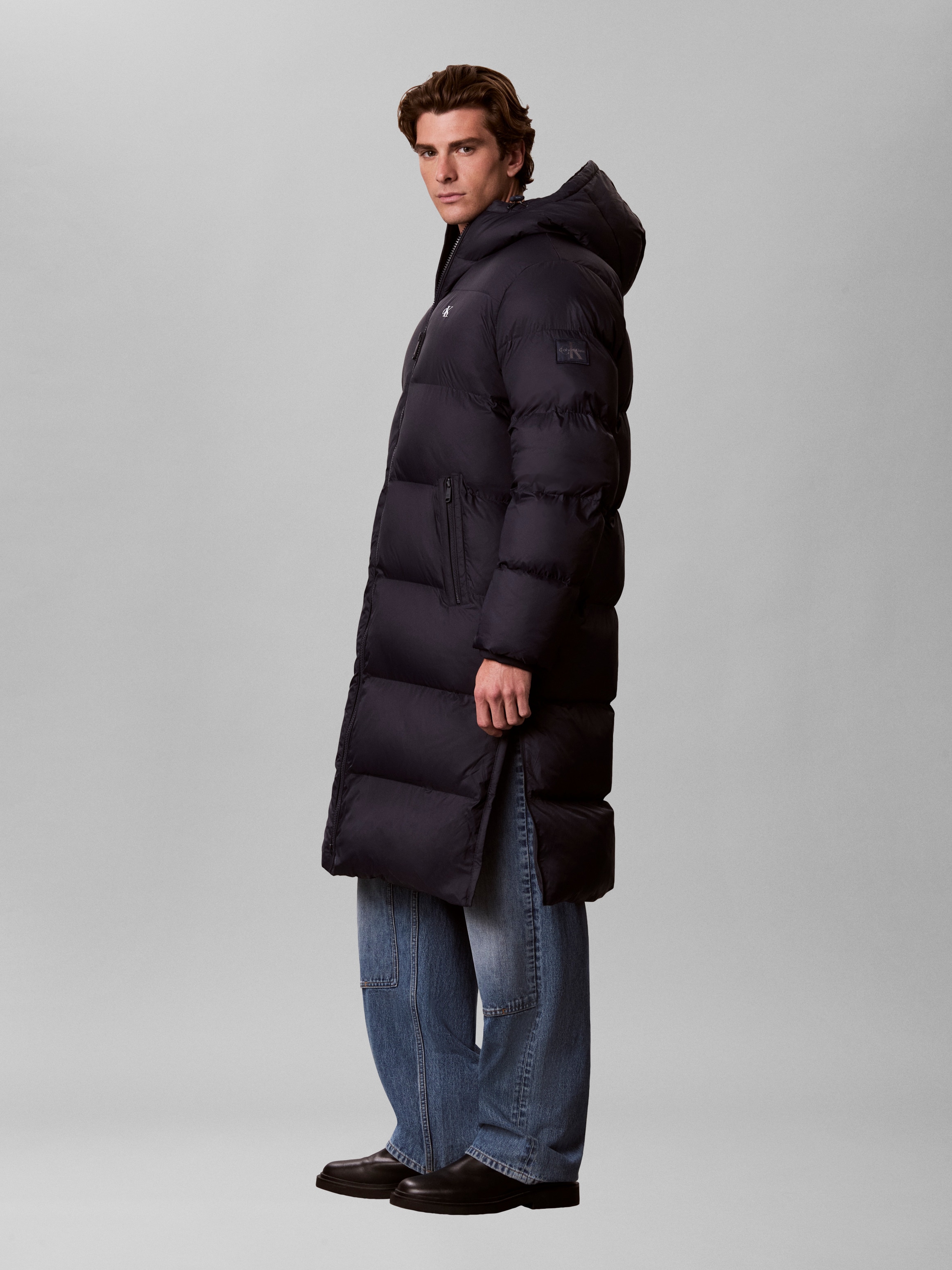 Calvin Klein Jeans Steppmantel »LONG LENGTH HOODED NYLON« Regular fit mit Eingrifftaschen