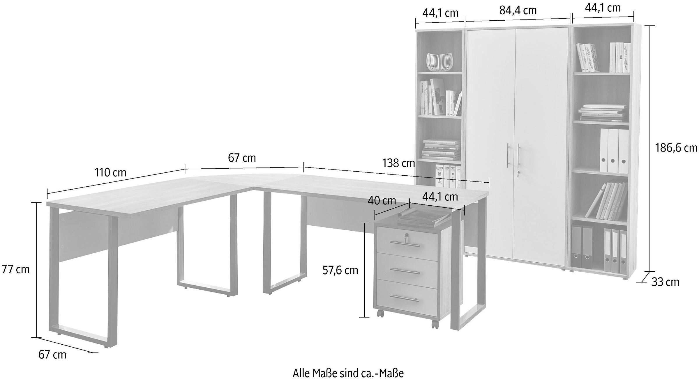 Thumbnail - BMG Möbel Büromöbel-Set "Tabor Office 3", (Set, 6 tlg.)