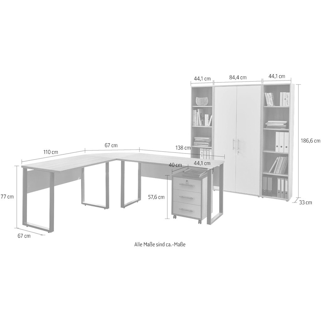 BMG Möbel Büro-Set »Tabor Office 3«, (Set, 6 St.)