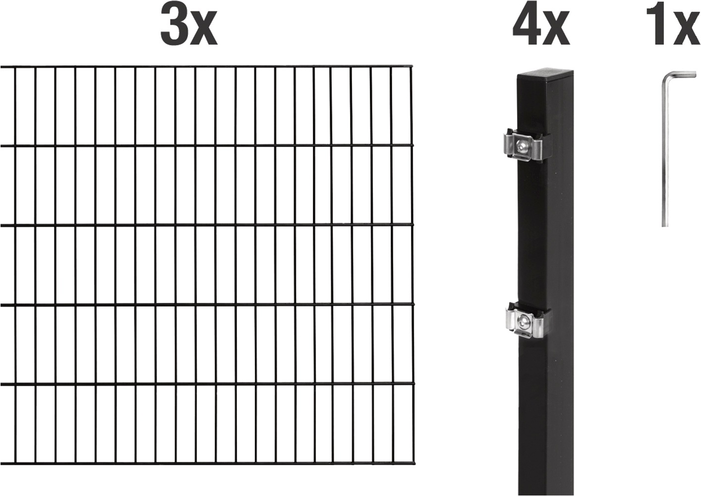 Alberts Doppelstabmattenzaun "Grundset" Höhe: 80-200 cm, Gesamtlänge: 4-30 m, zum Einbetonieren