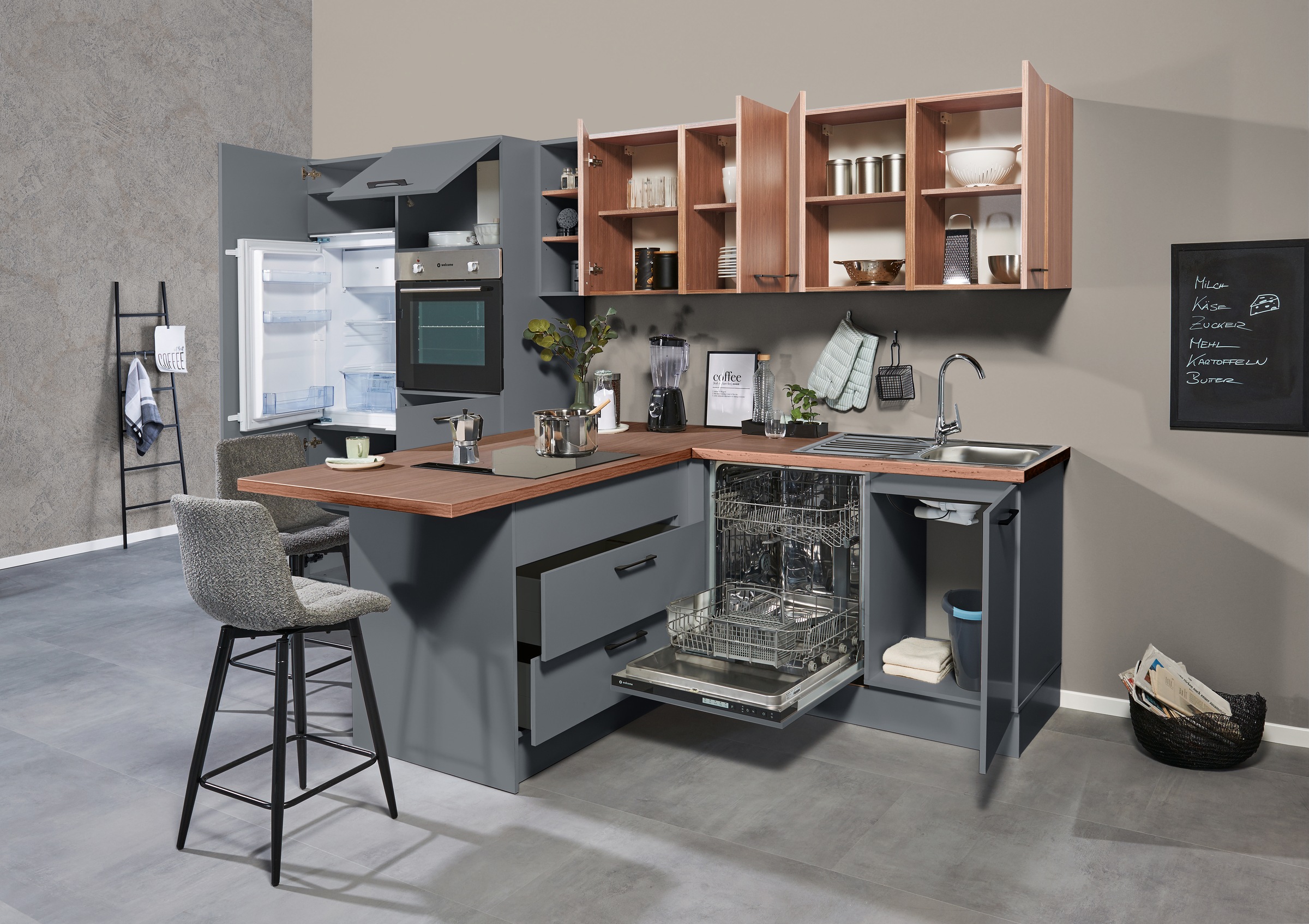 BASIC by Balculina Küchenzeile »Girona B/H/T 325x211x200 cm« Breite 325cm, wahlweise mit E-Geräte, Softclose