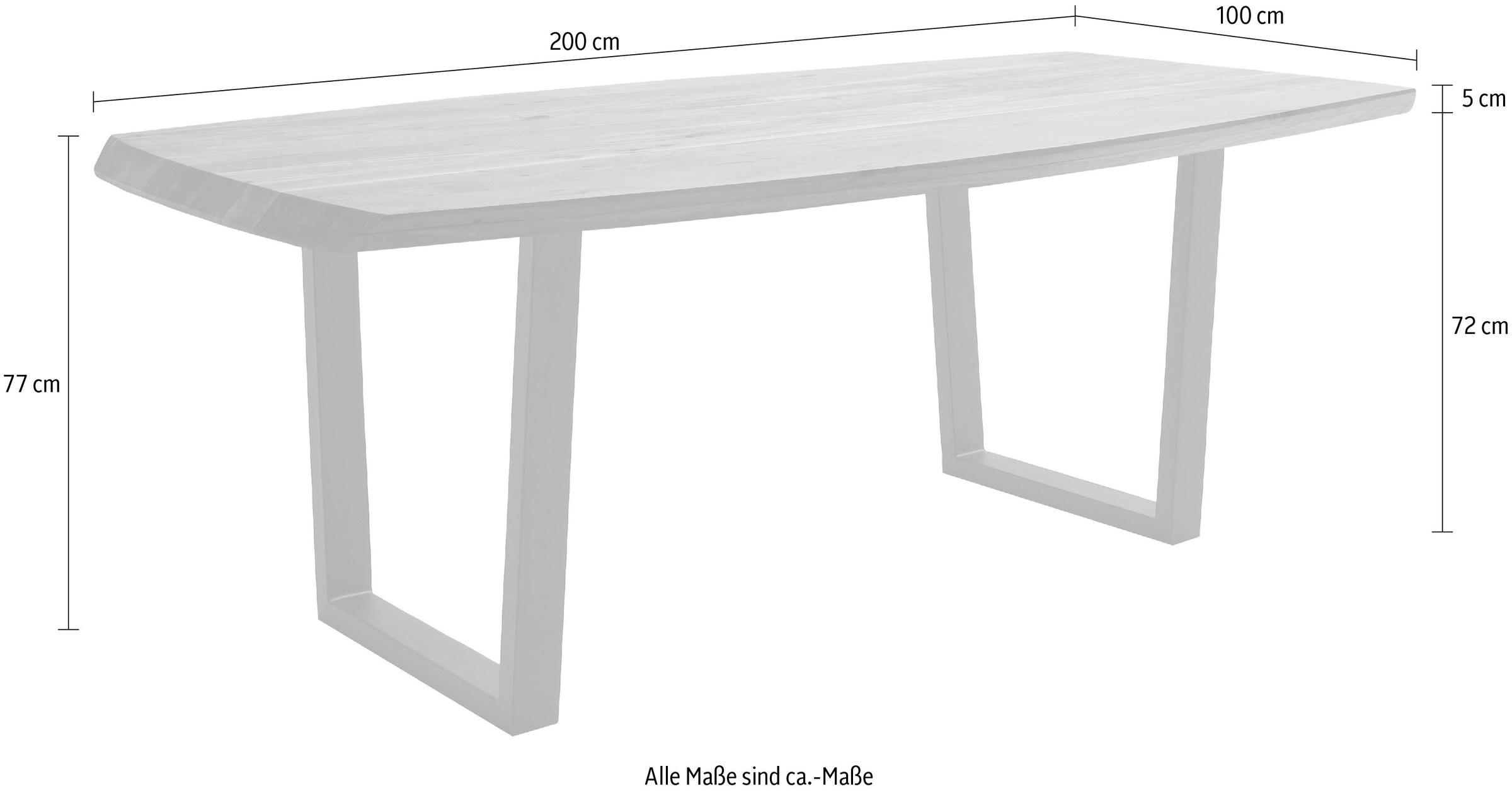 MCA living Esstisch »Tiberias, TOPSELLER!«, (Massivholztisch), Massivholztisch in Bootsform mit Schweizer Kante, belastbar bis 100 kg