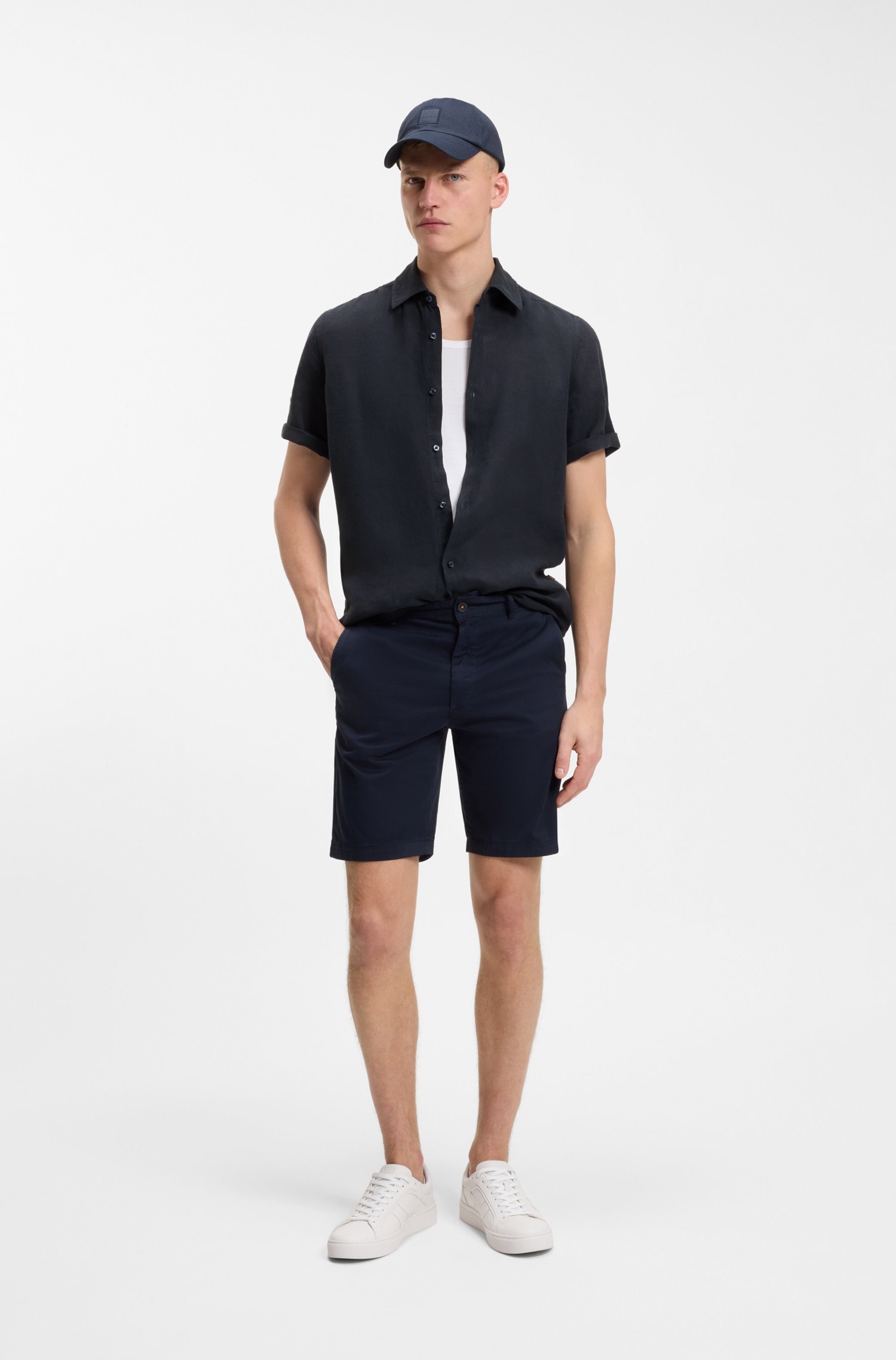 BOSS ORANGE Kurzarmhemd »Rash Premium Herrenmode« aus reinem Leinen, regular fit