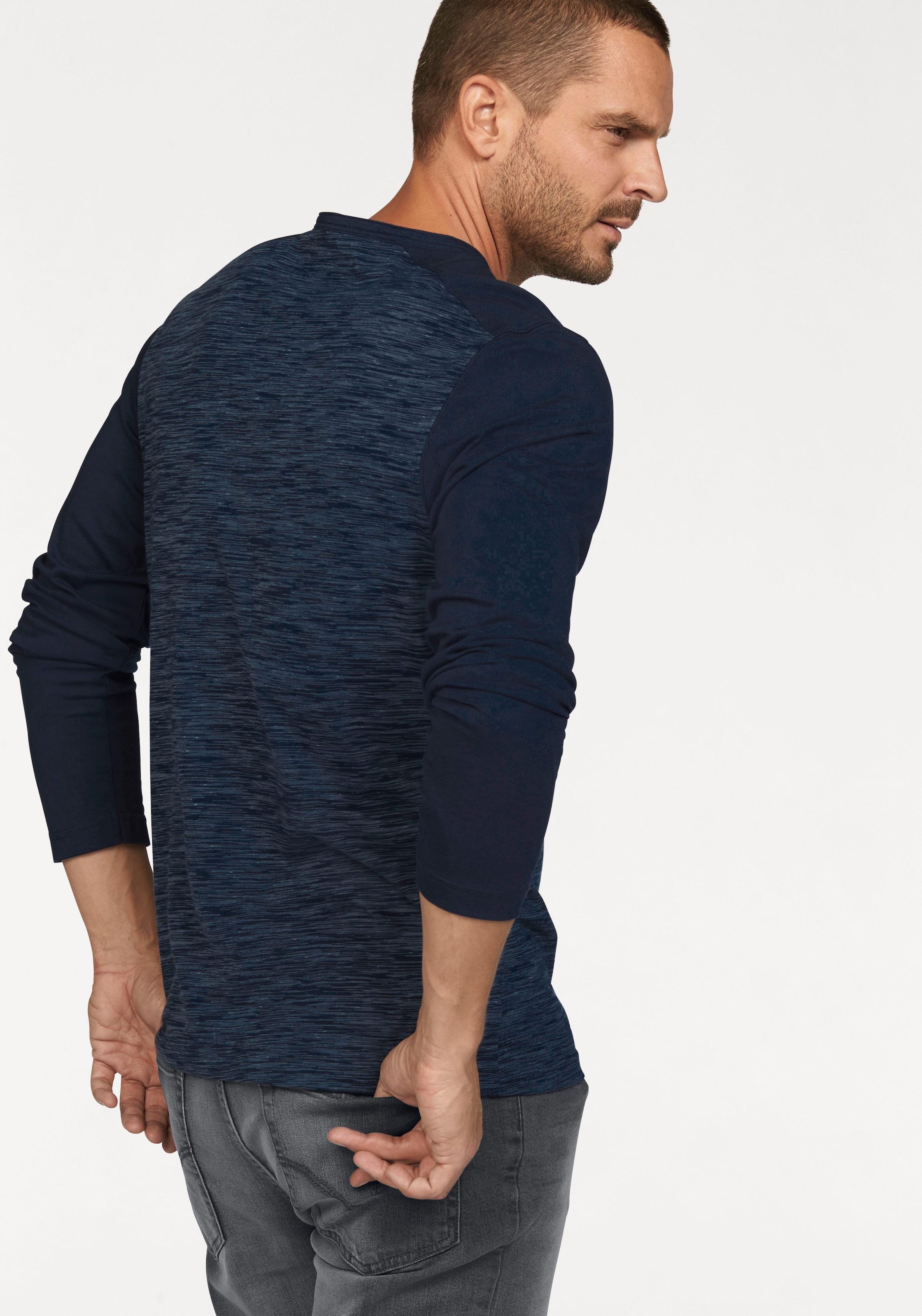 Arizona Longsleeve, Langarm, melierte Optik, Rundhalsausschnitt mit Knopfleiste