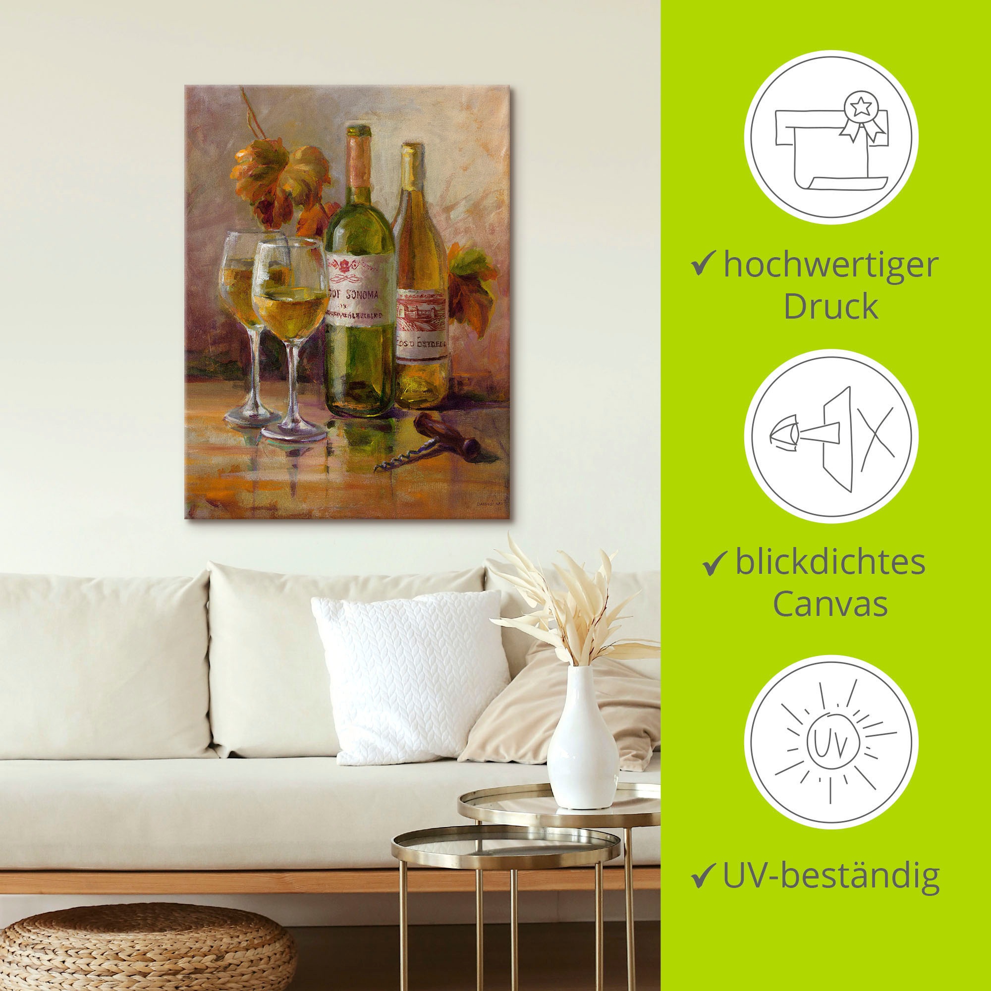 Artland Wandbild »Offener Wein II«, Getränke, (1 St.), als Leinwandbild, Poster in verschied. Größen