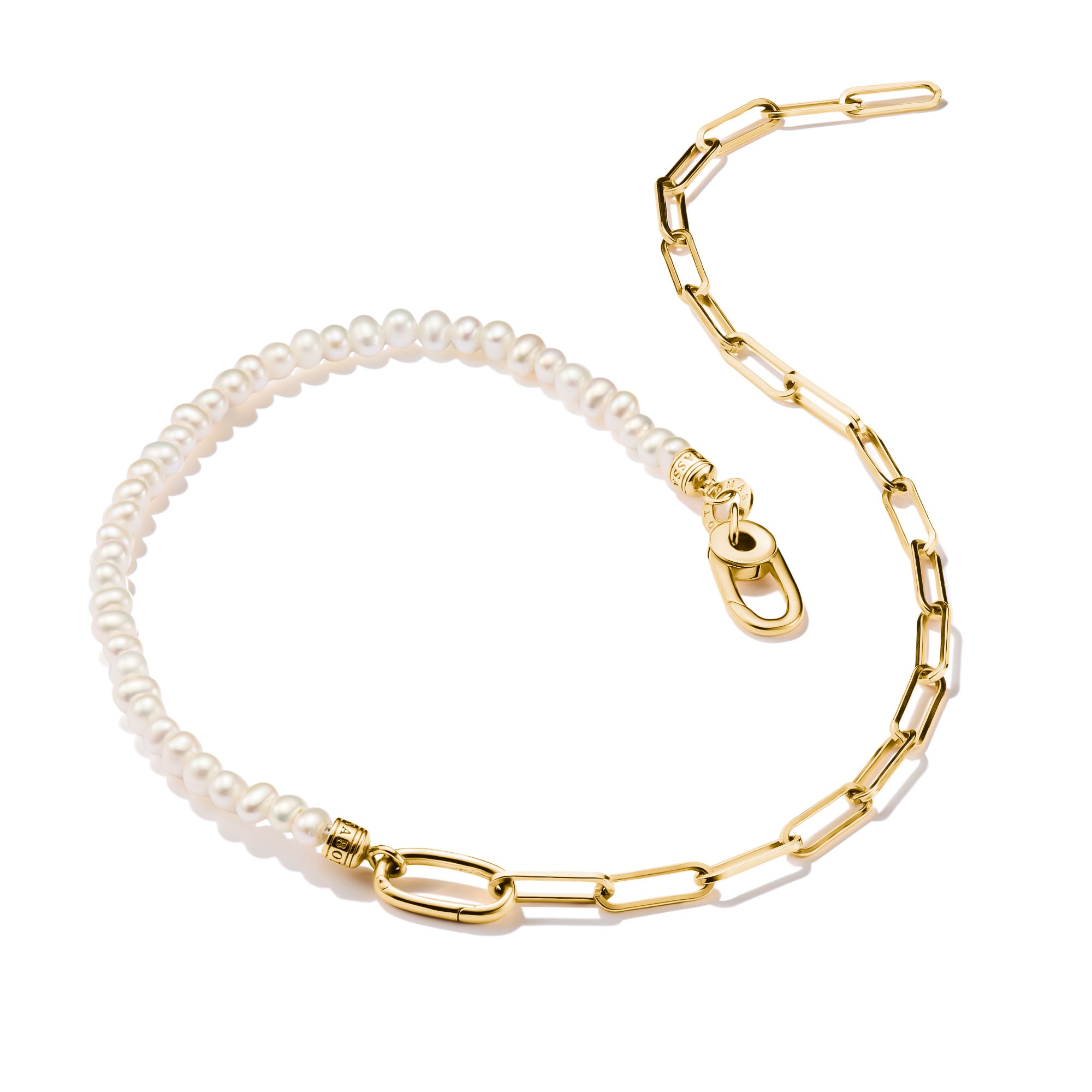 THOMAS SABO Charm-Kette »Charm Club Connect: Perlen und Paperclip mit einem Connect Link«, mit Süßwasserzuchtperle