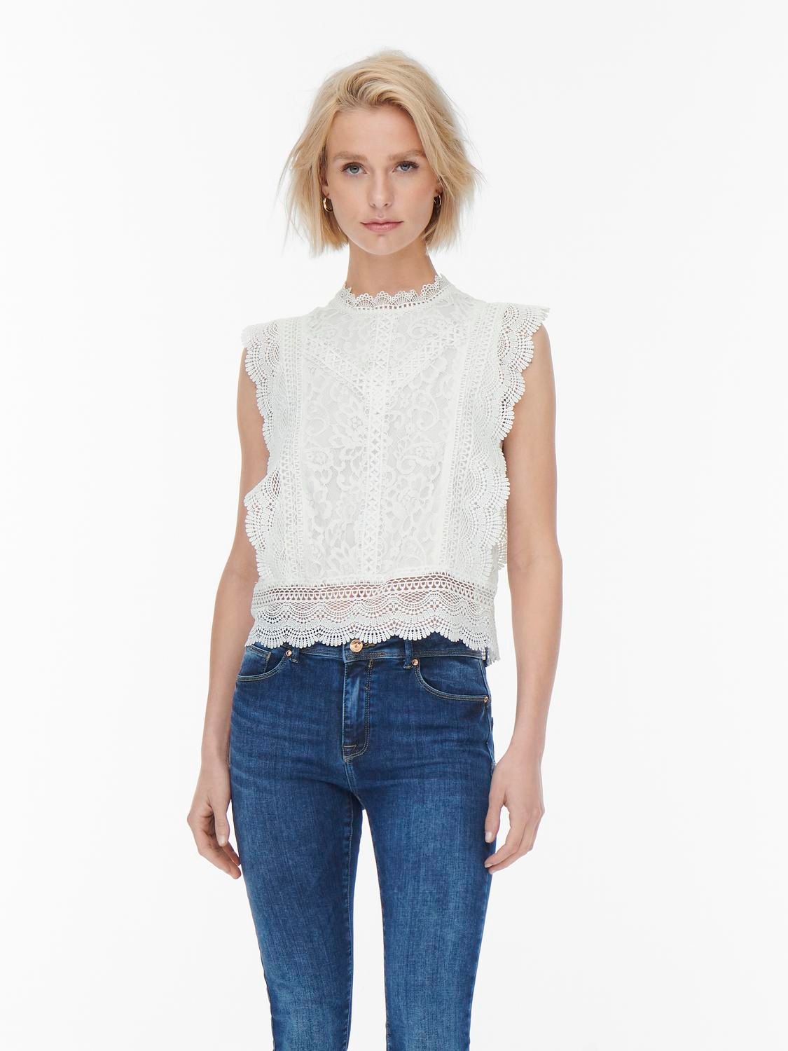 ONLY Spitzenshirt "ONLKARO – Spitzentop mit Stehkragen für elegante Looks", günstig online kaufen