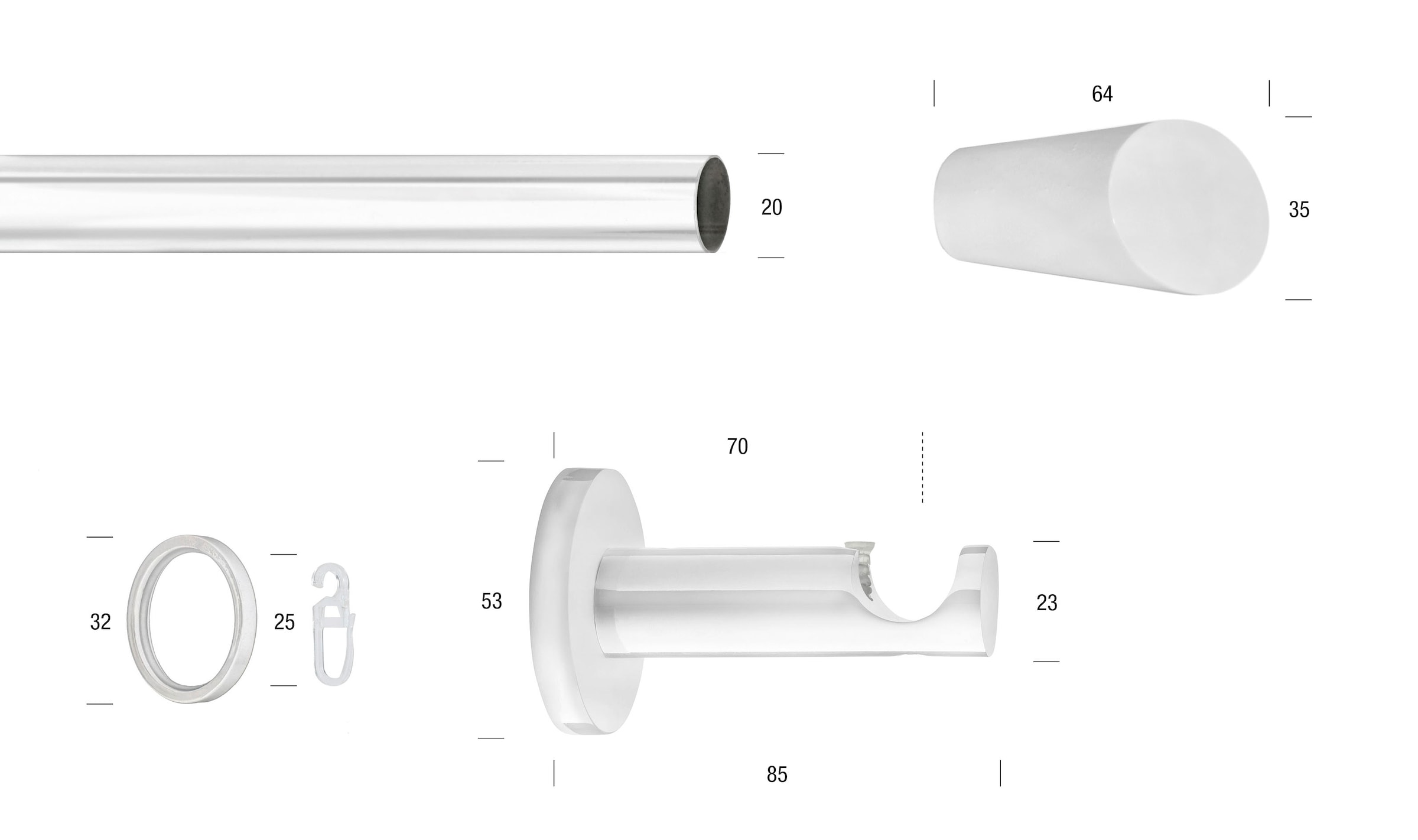 GARESA Gardinenstange "WHITE" Ø 20 mm 1 läufig-läufig Wunschmaßlänge Vorhan günstig online kaufen